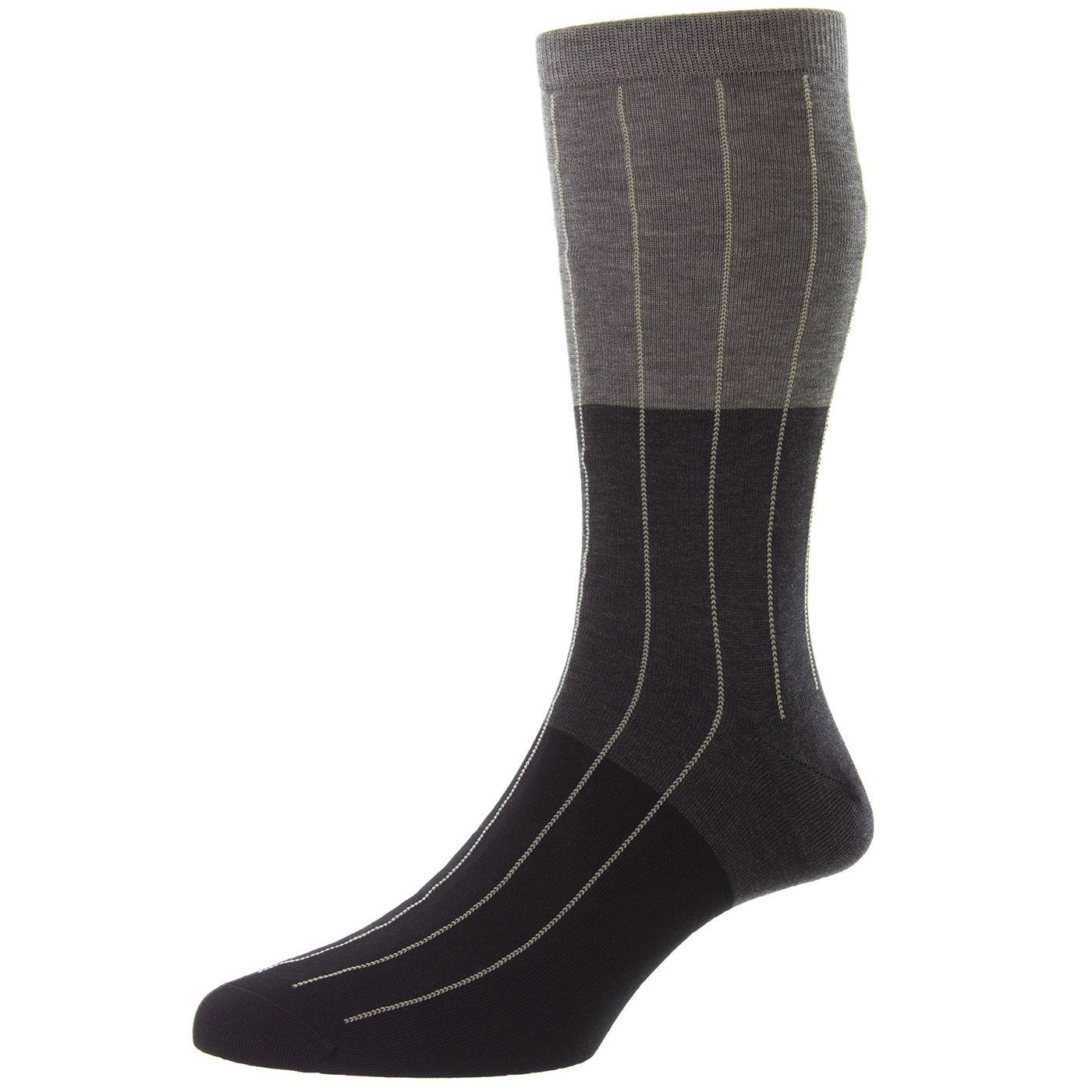 + Pyrus PANTHERELLA Men's Pinstriped Socks in Grey