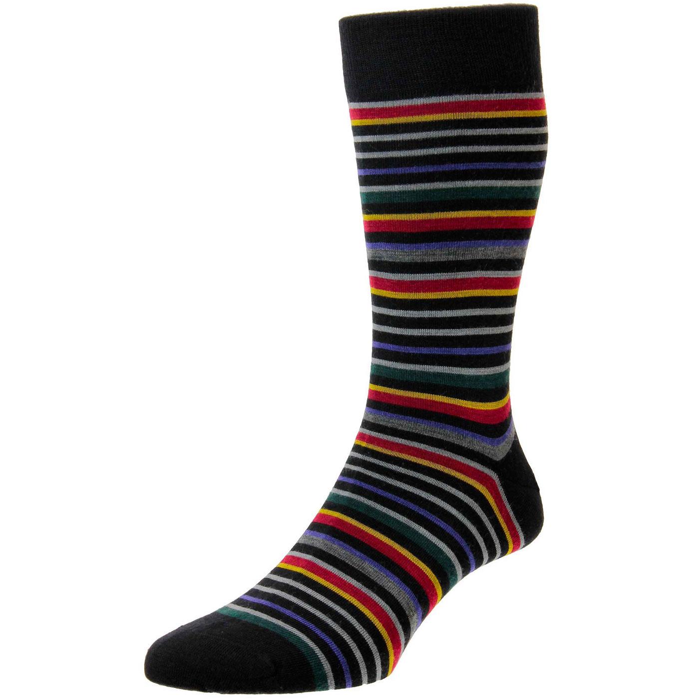 PANTHERELLA Sutnar Men's Retro Mod Stripe Socks in Black