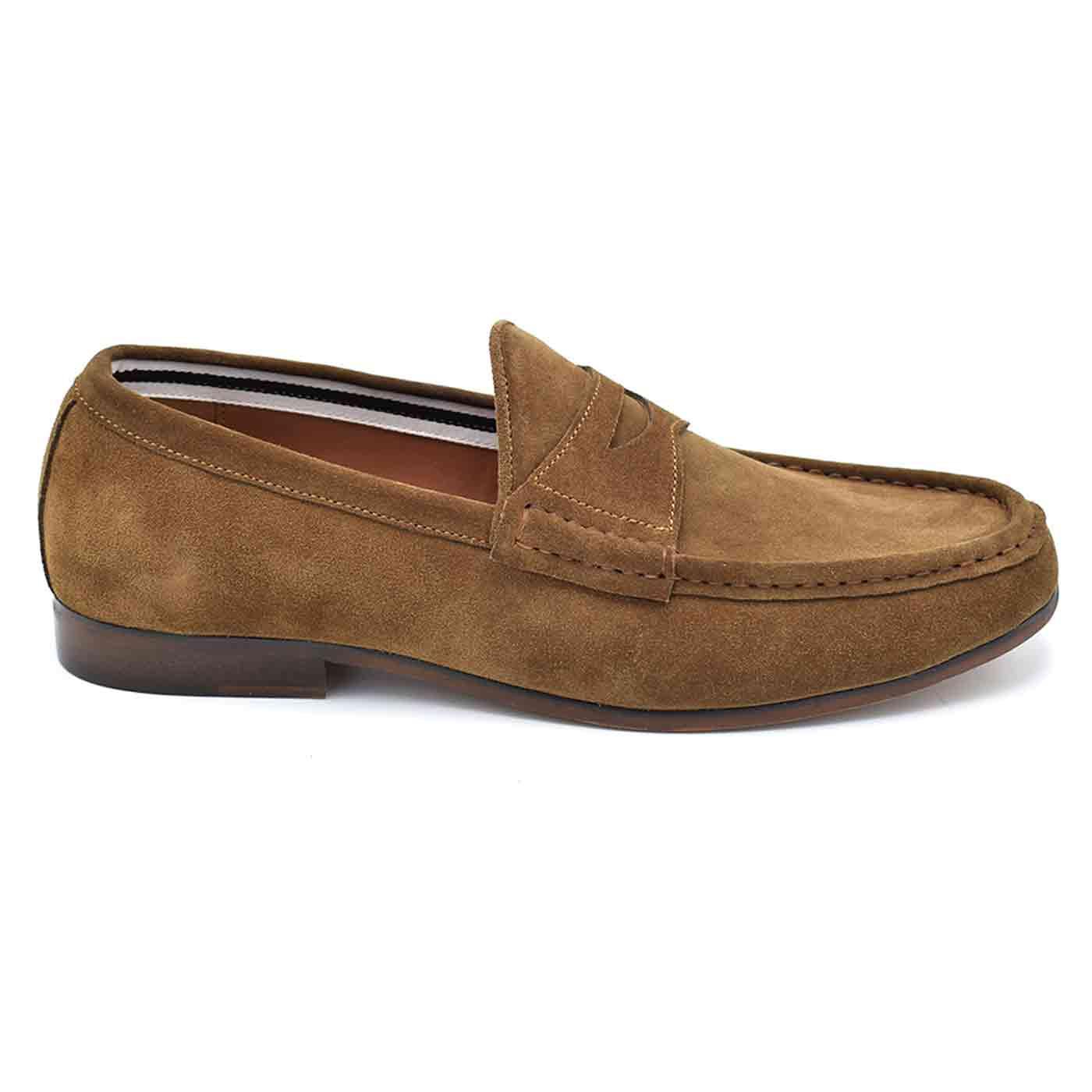 Millbourne Paolo Vandini Suede Penny Loafers Tan