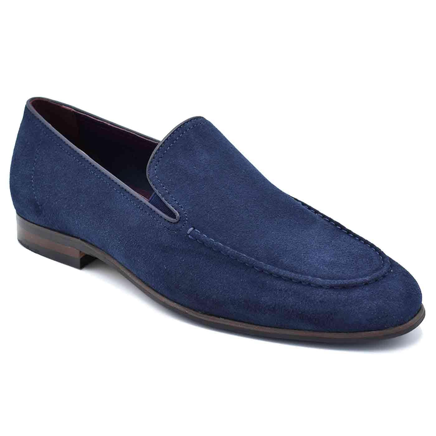 Monessie Paolo Vandini Mod Suede Loafers (Navy)