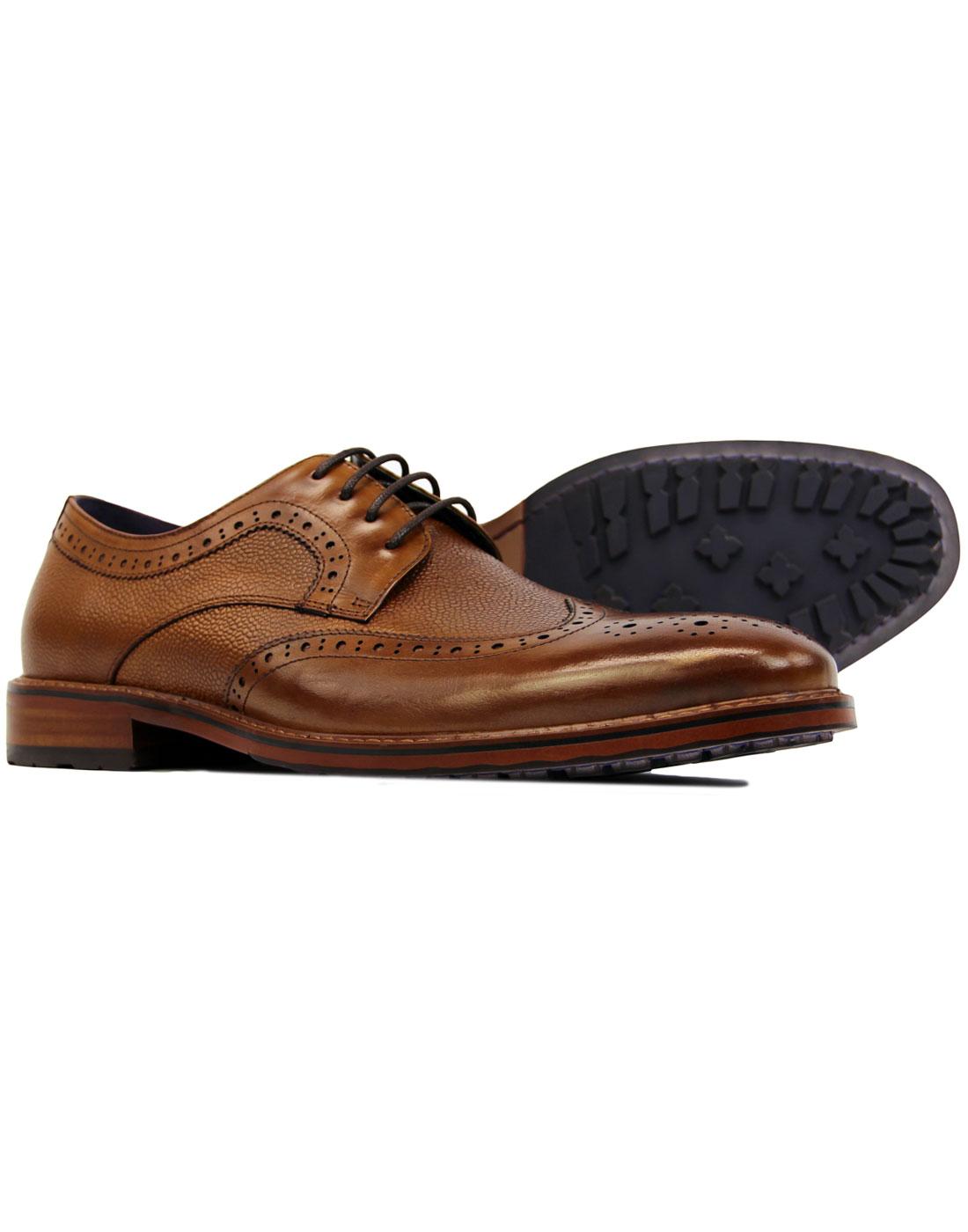 PAOLO VANDINI Sandeep Retro 60s Mod Heritage Brogue Shoes in Tan