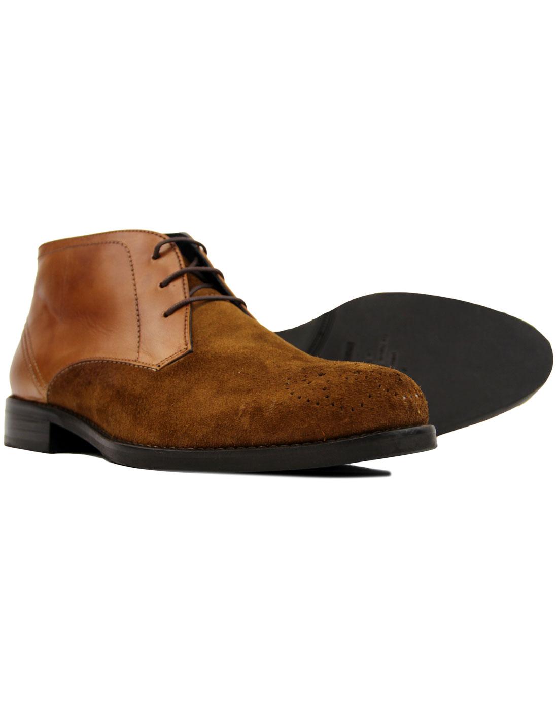 PAOLO VANDINI Sorley Retro Mod Suede Leather Desert Boots in Tan