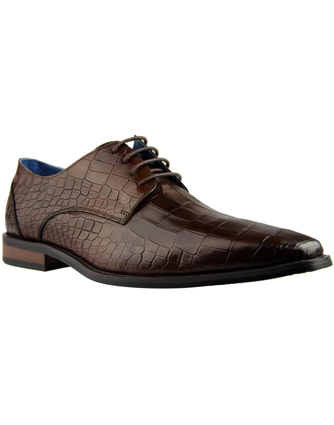 Teilo PAOLO VANDINI Croc Stamp Chisel Shoes BROWN