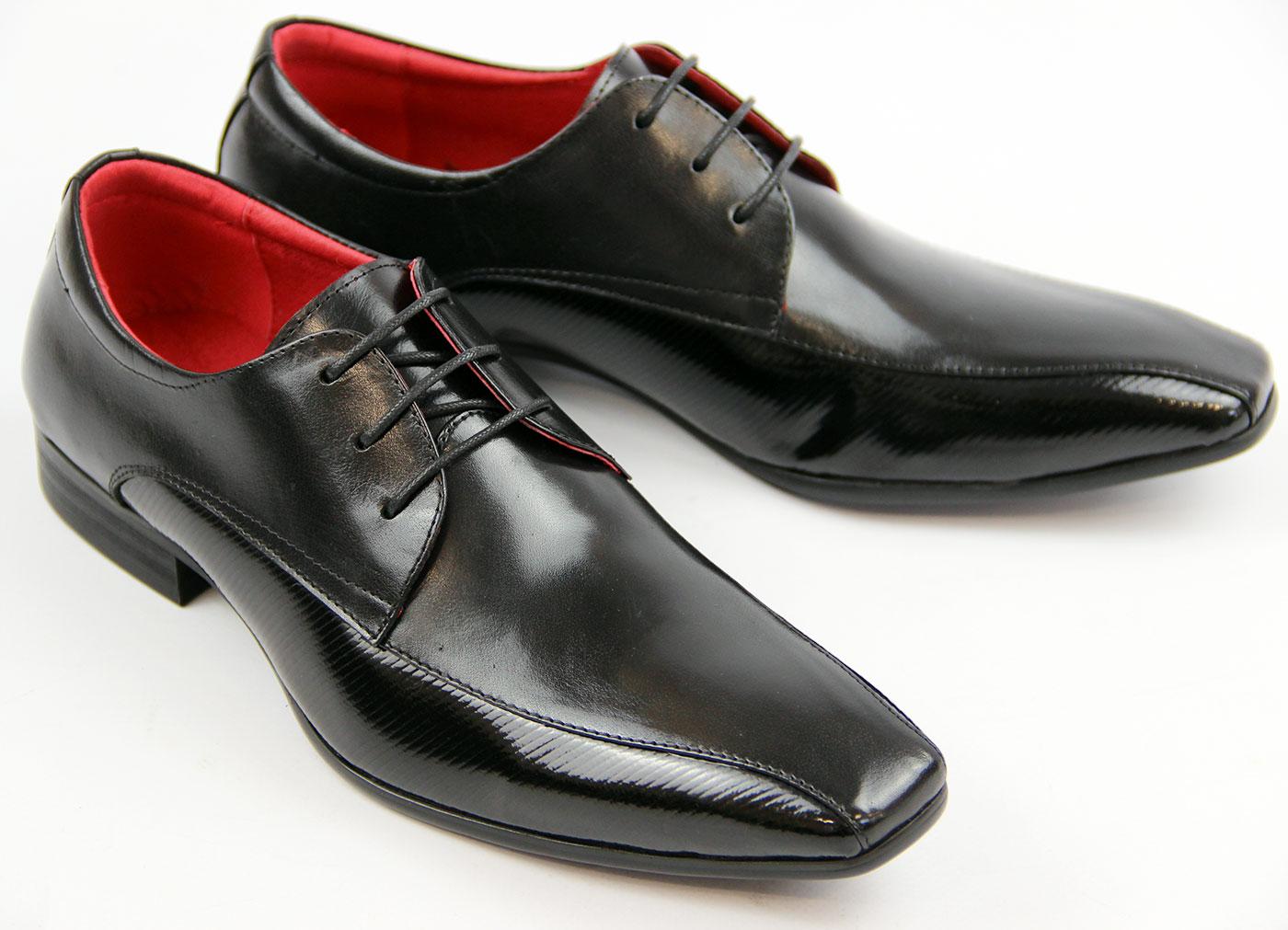 PAOLO VANDINI Waltham Retro Mod Chisel Toe Shoes in Black