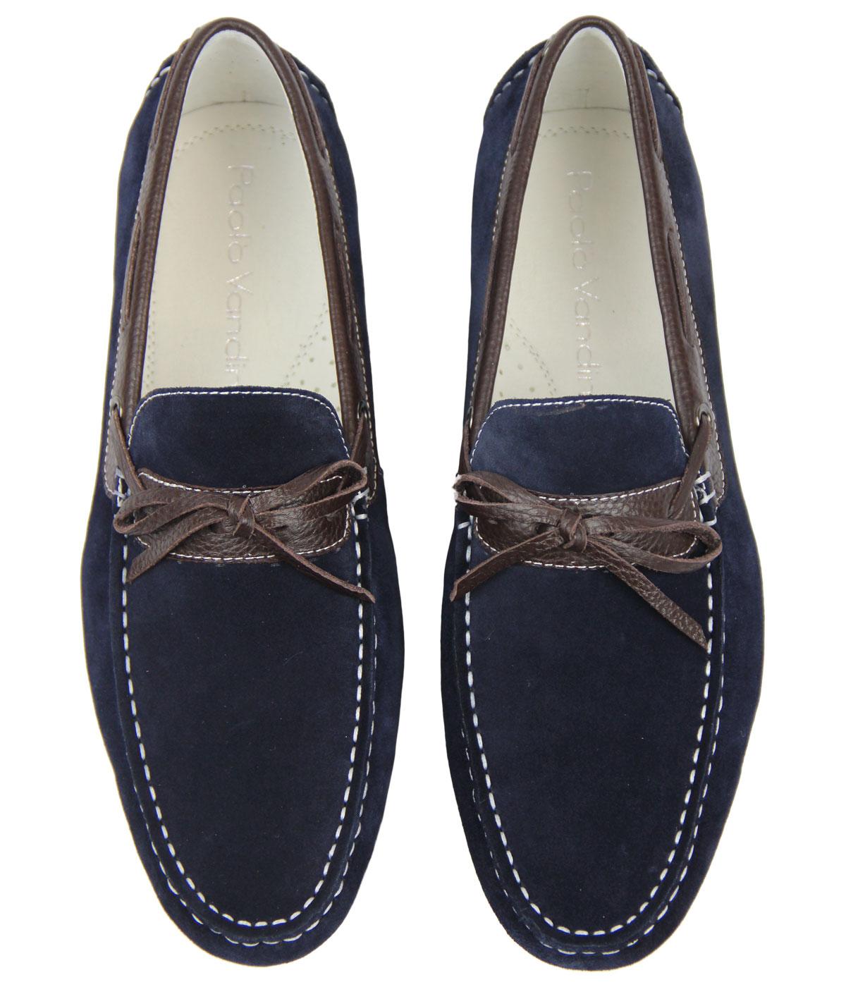 PAOLO VANDINI Taxbury Retro Mod Suede Loafers in Navy