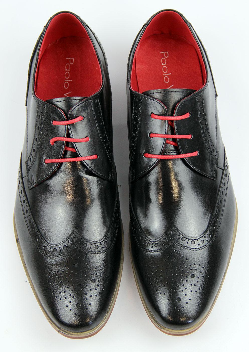 PAOLO VANDINI Orlando Retro Mod Wingtip Pointed Brogues In Black