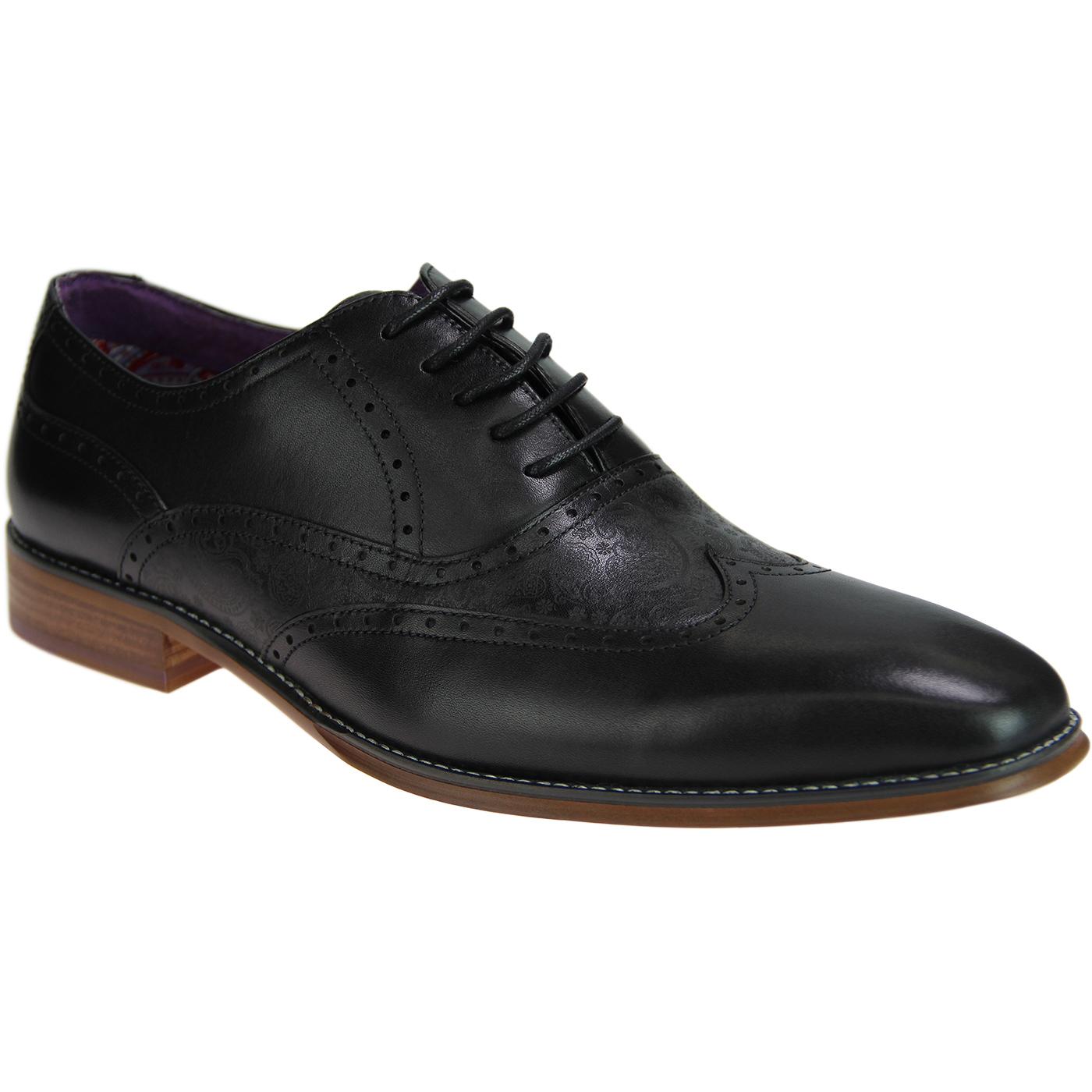 PAOLO VANDINI 'Daxon' Mod 60's Paisley Oxford shoes in Black