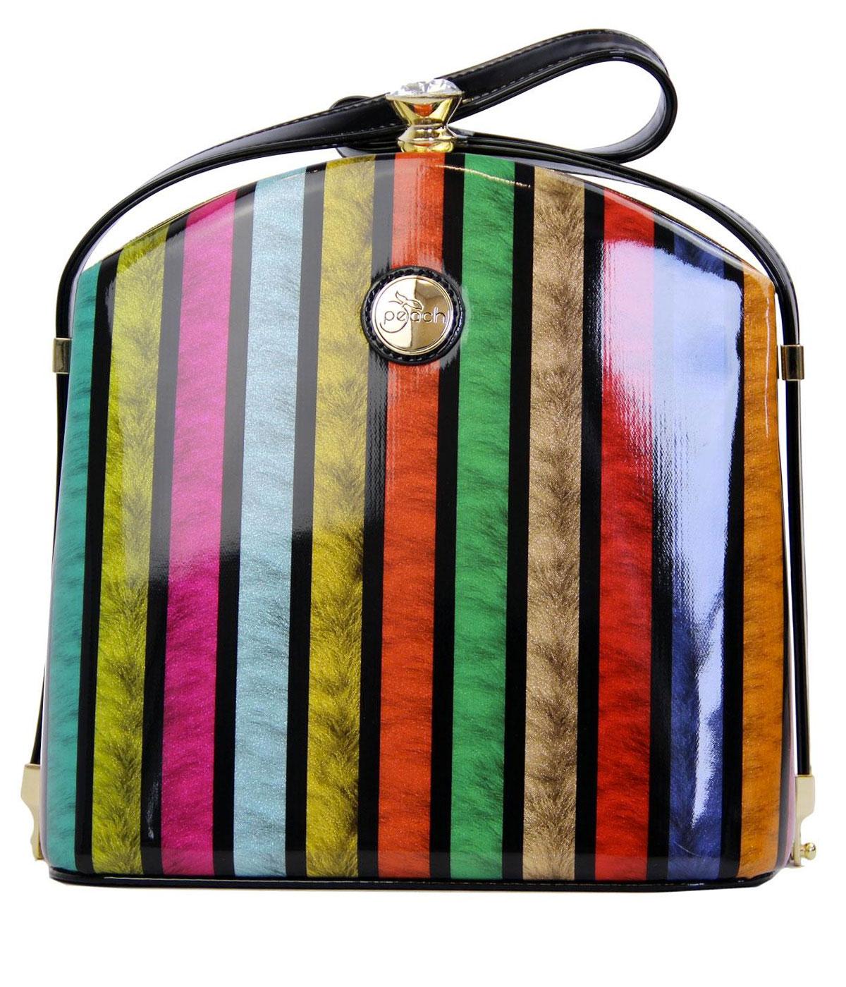 Multi Stripe Handbag PEACH Mod Retro 60's Box Bag