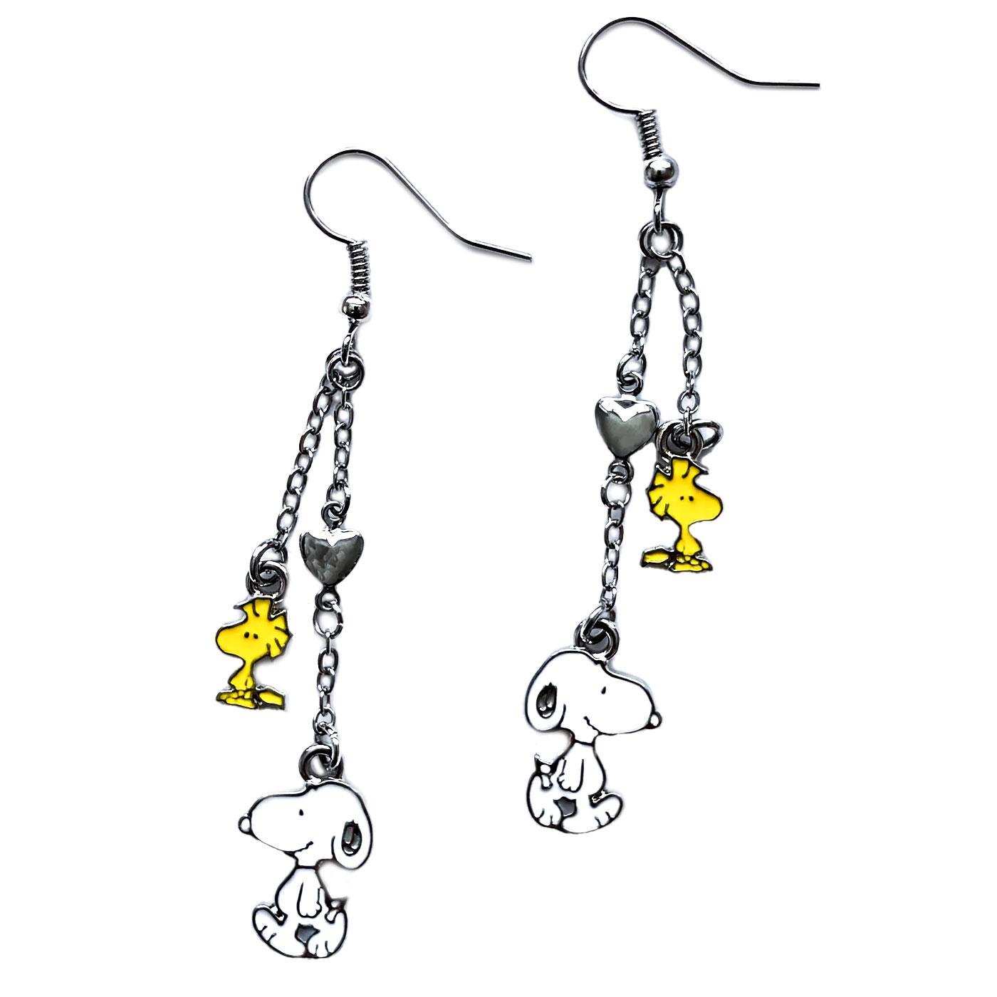 +Peanuts Snoopy & Woodstock Enamel Retro Earrings