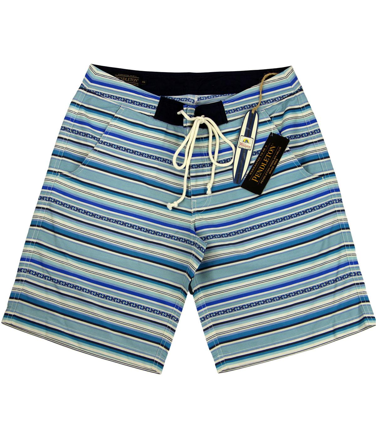 PENDLETON 60s Surf Stripe Drawstring Board Shorts