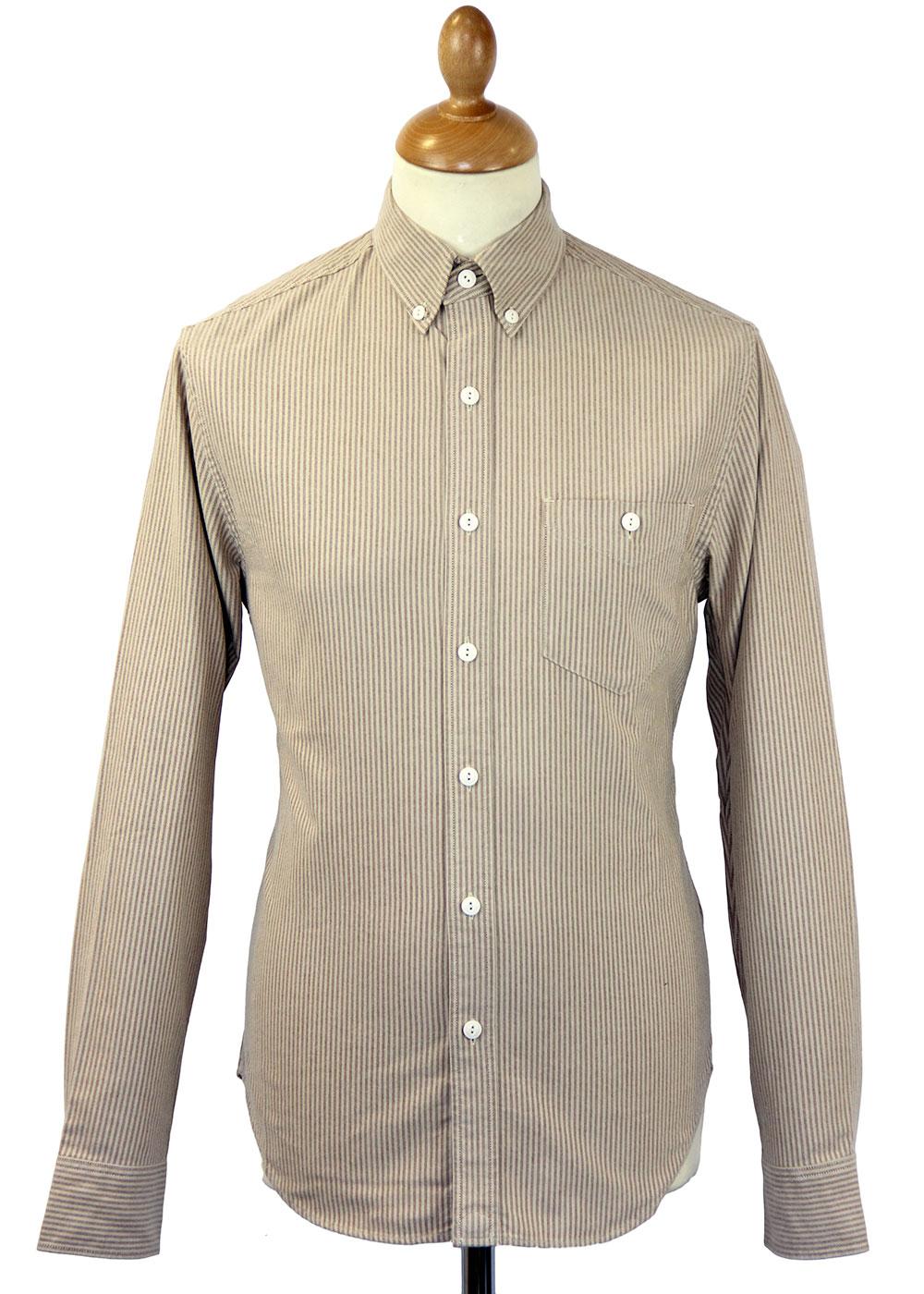 Pendleton Lowell Retro Mod Ivy League Stripe Oxford Shirt Rust