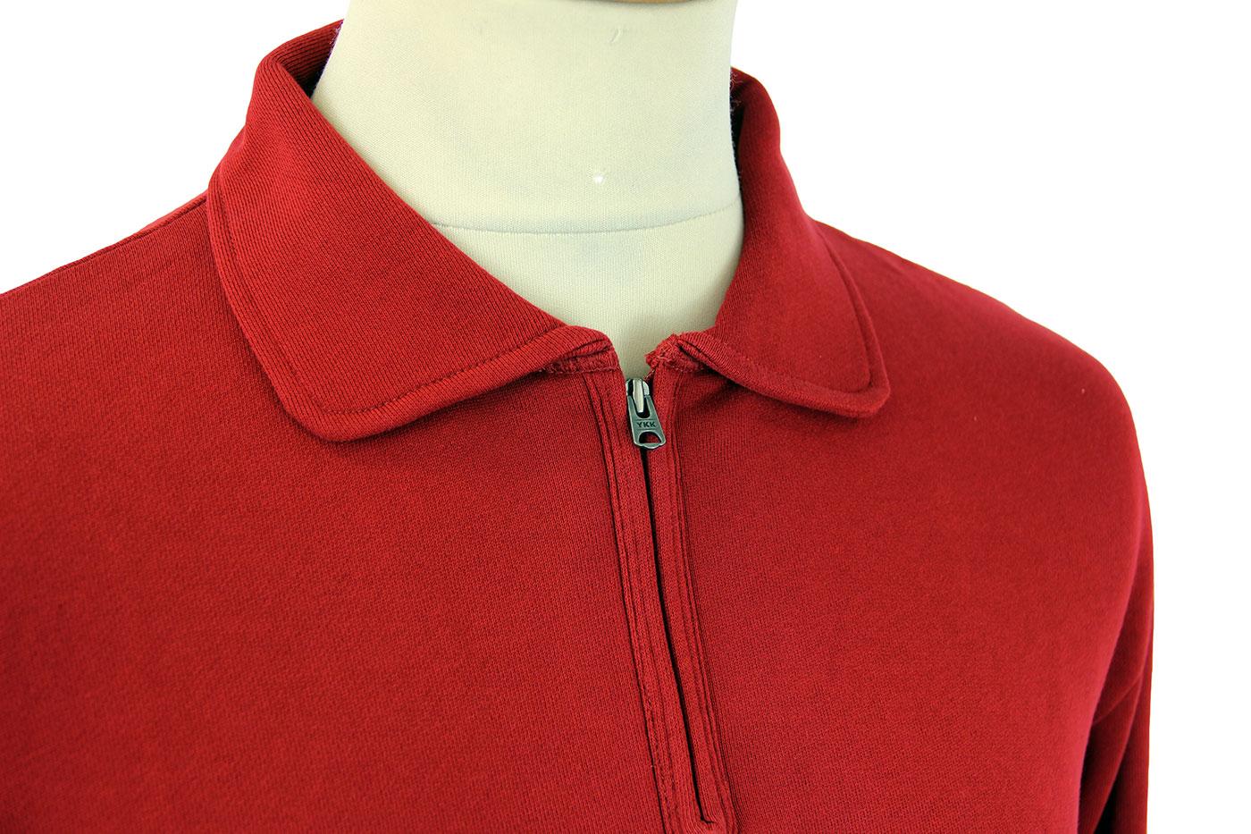 Pendleton Alberta Retro 1950s Ivy League Half Zip Mod Jumper Red