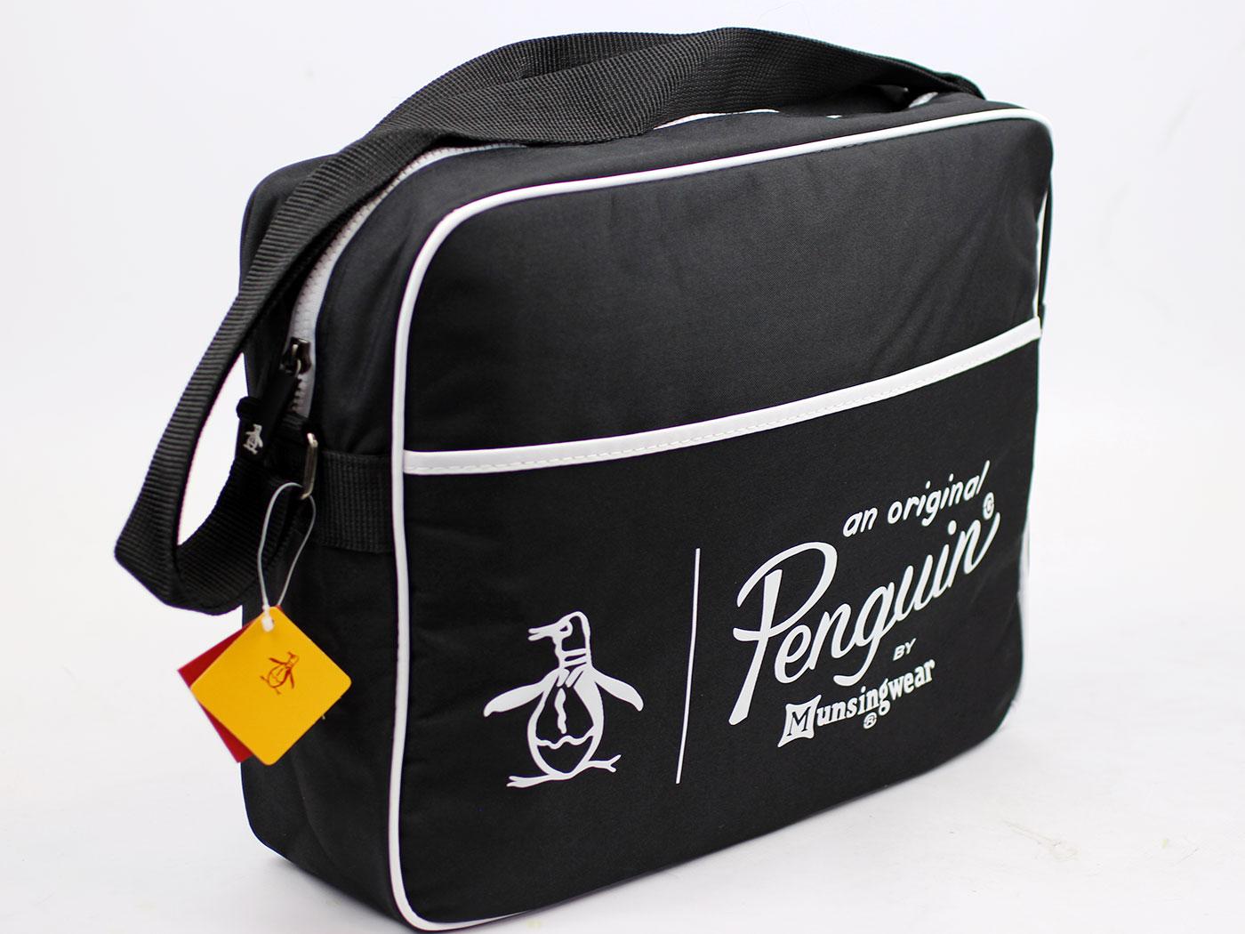 ORIGINAL PENGUIN Retro Indie Mod Nylon Flight Bag True Black