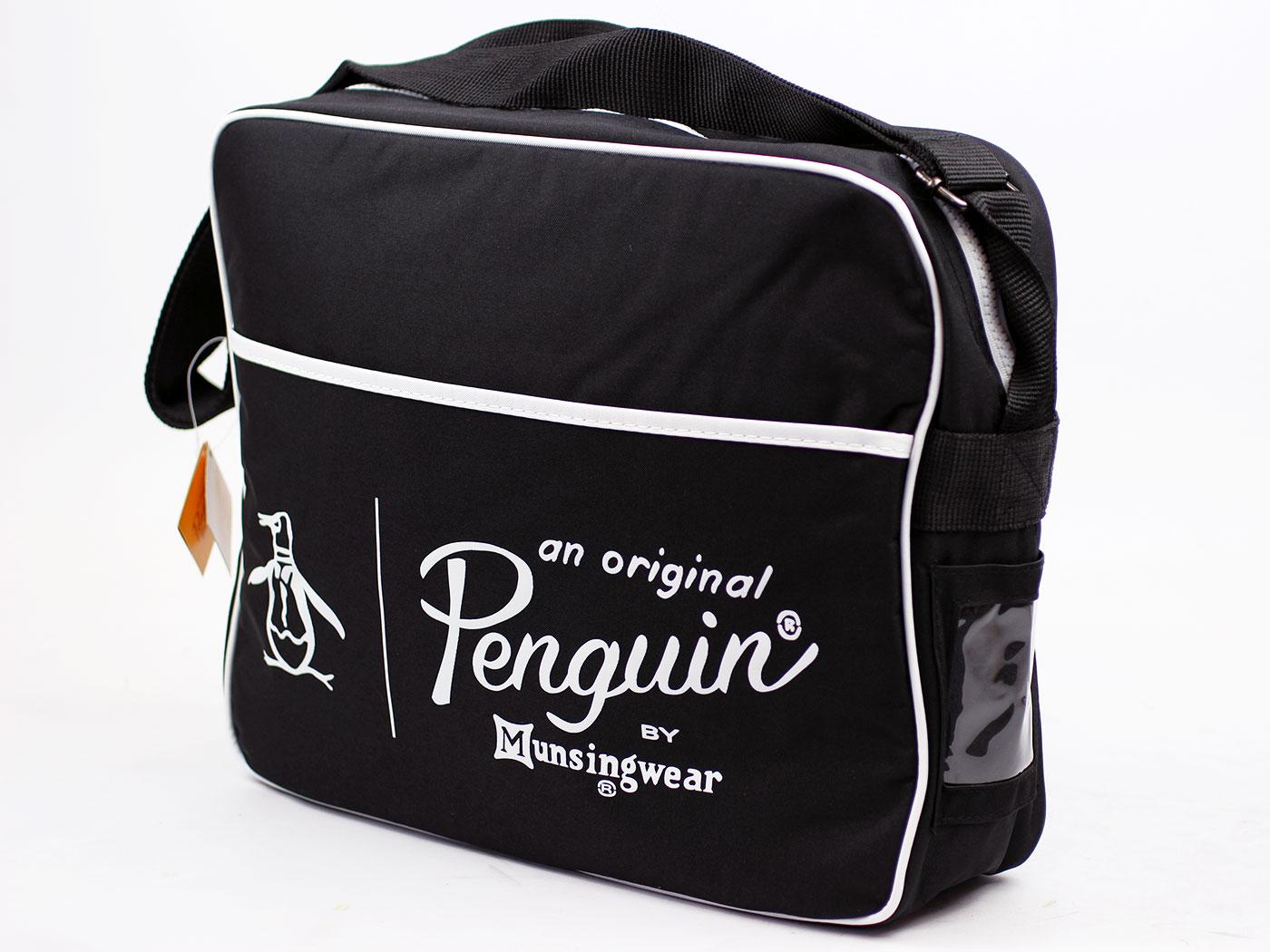 ORIGINAL PENGUIN Retro Indie Mod Nylon Flight Bag True Black