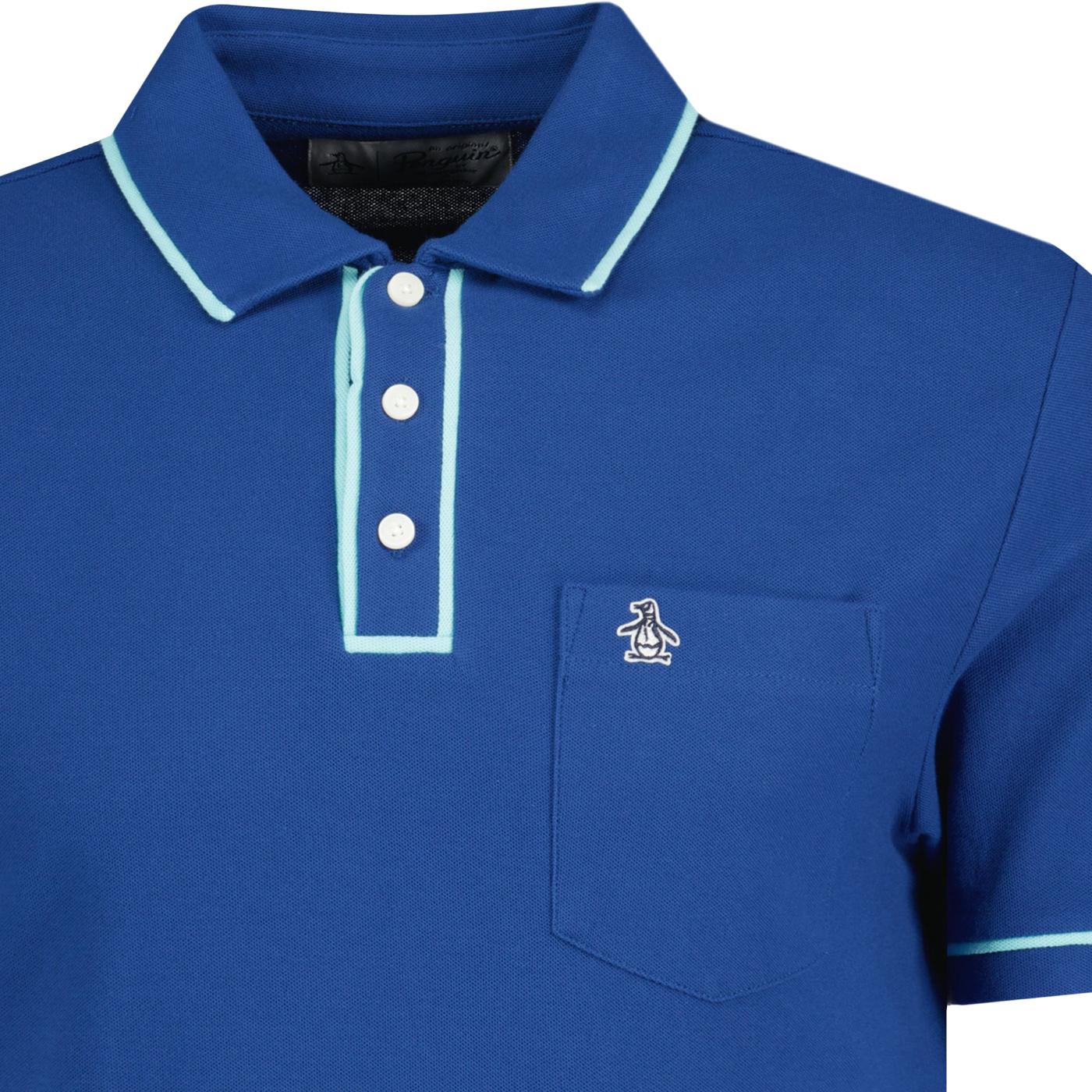 ORIGINAL PENGUIN Earl Retro Mod Tipped Polo in Limoges Blue