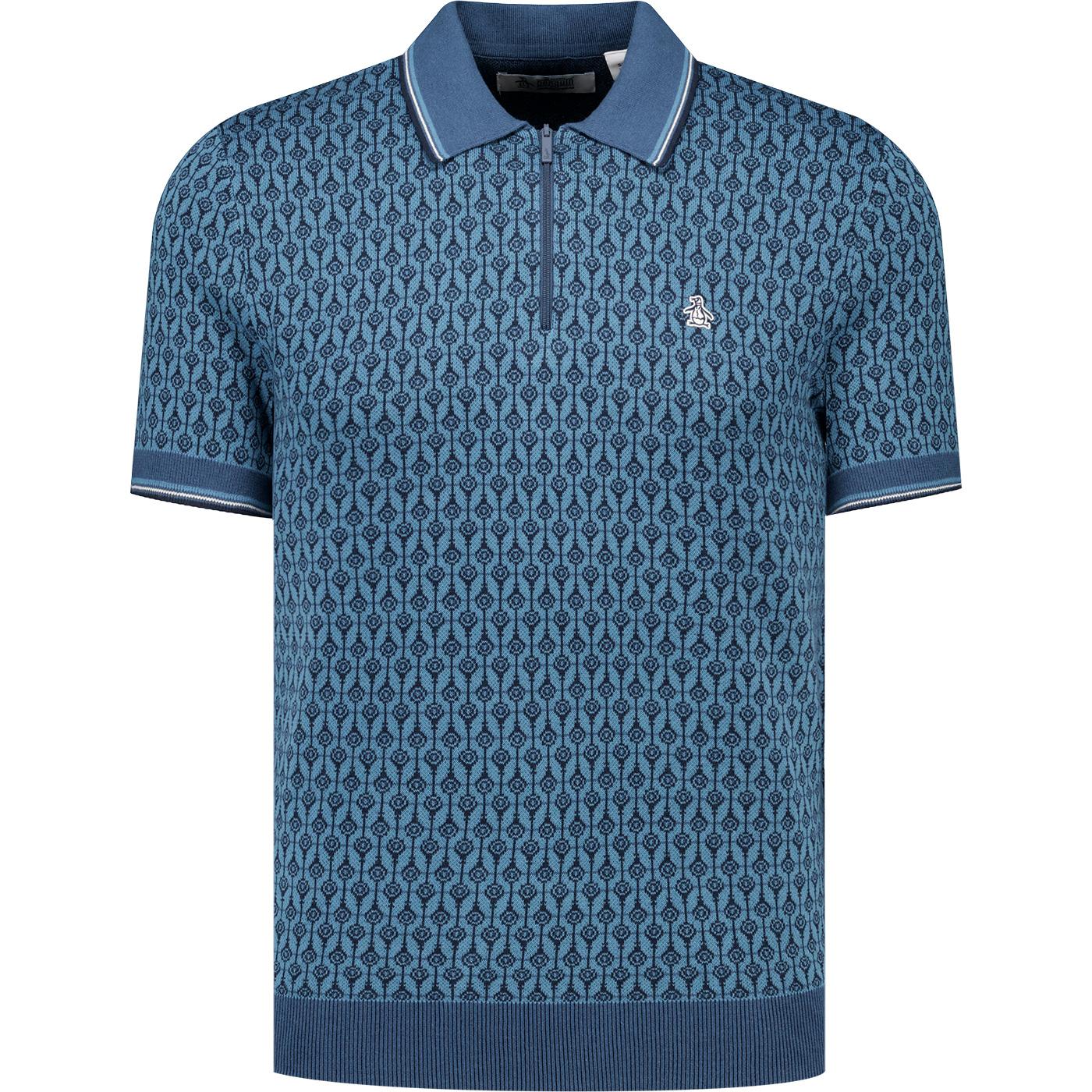 Original Penguin Geo Jacquard 1/4 Zip Polo Shirt S