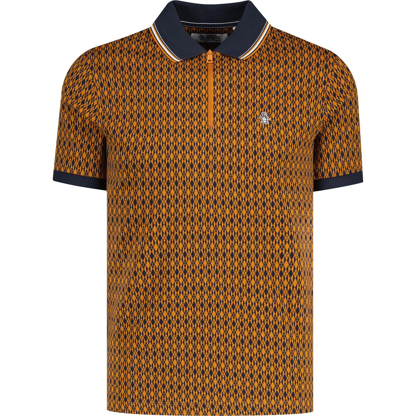 Original Penguin Jacquard Argyle Zip Neck Polo SB