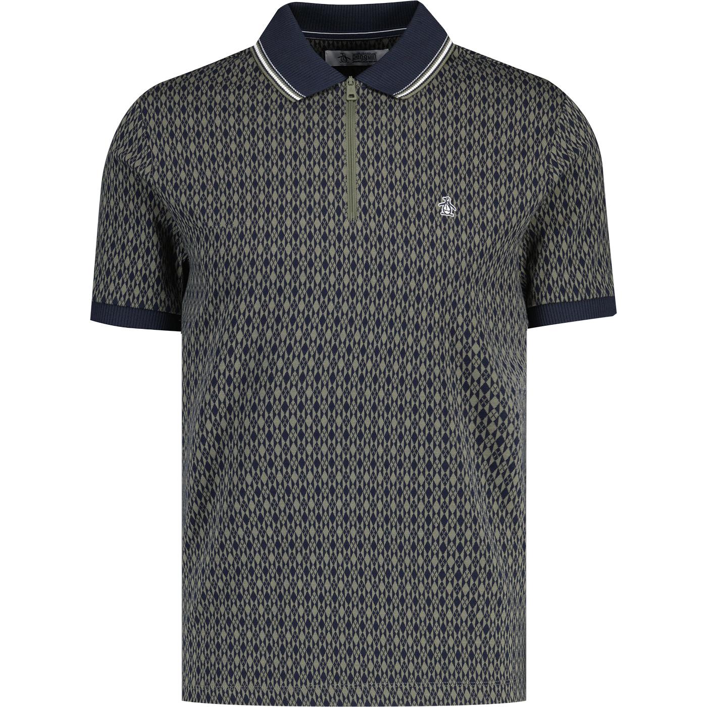 Original Penguin Jacquard Argyle Zip Neck Polo DO