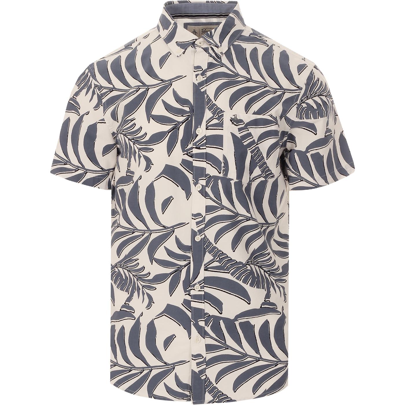 ORIGINAL PENGUIN Retro Leaf Print Hawaiian Shirt
