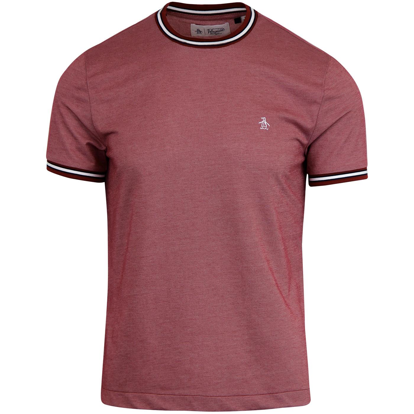 ORIGINAL PENGUIN Retro Mercerised Pique T-Shirt in Red