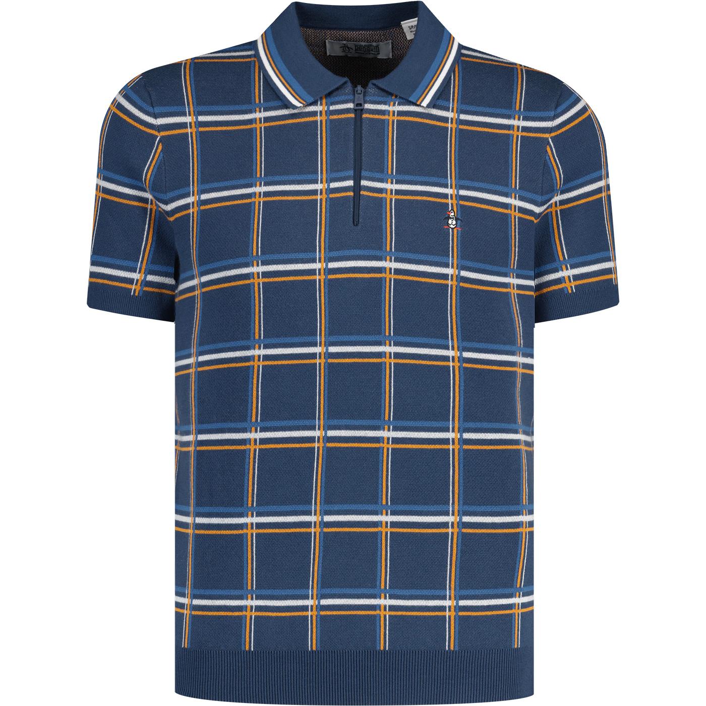 Original Penguin 1/4 Zip Retro Plaid Polo Shirt SS