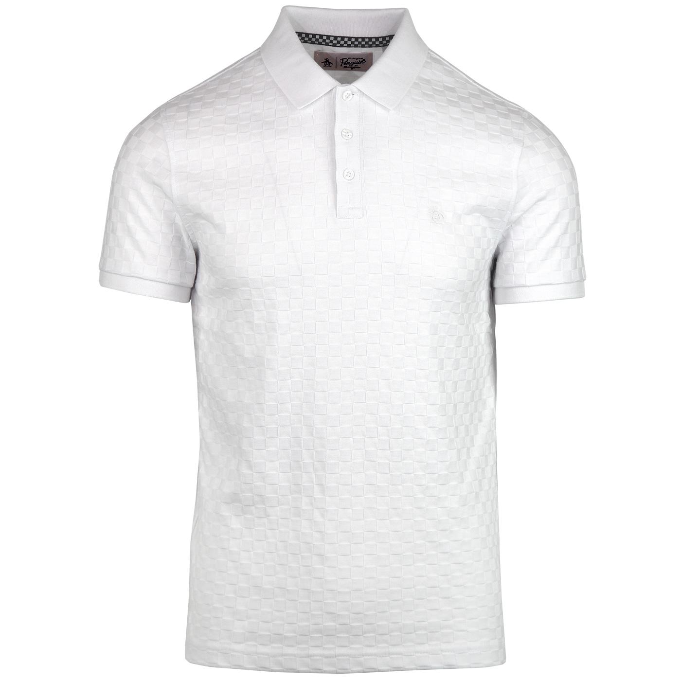 ORIGINAL PENGUIN Tonal Check Jersey Polo in Bright White