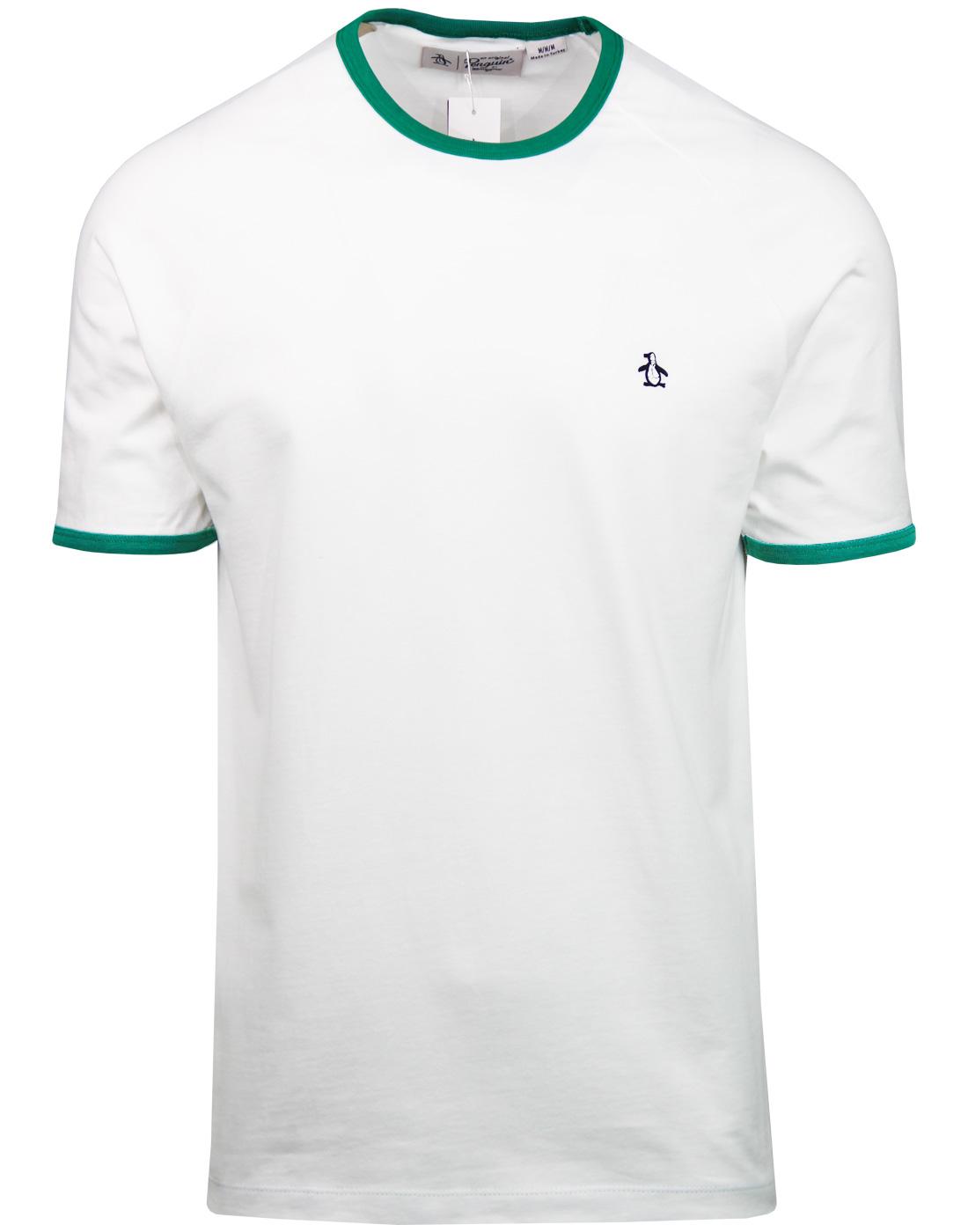 ORIGINAL PENGUIN Retro Ringer T-shirt WHITE/GREEN