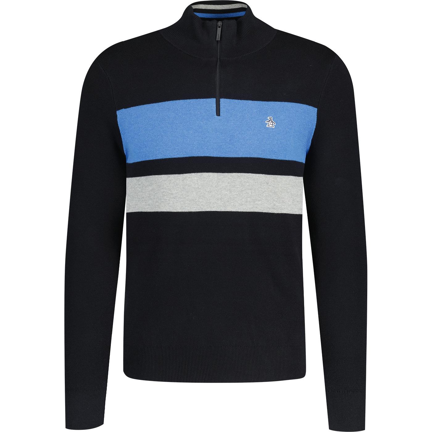 Original Penguin 1/4 Zip Chest Stripe Sweater (TB)