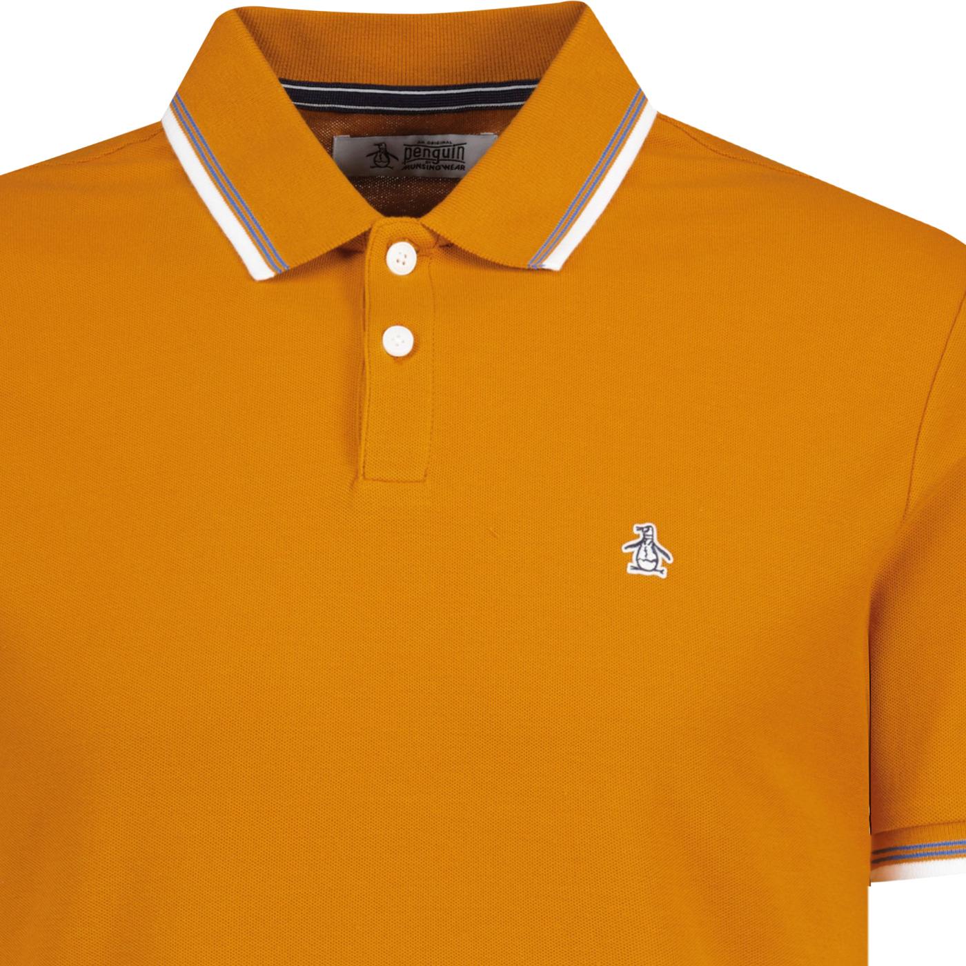 Original Penguin Tipped Sticker Pete Polo Shirt in Sudan Brown