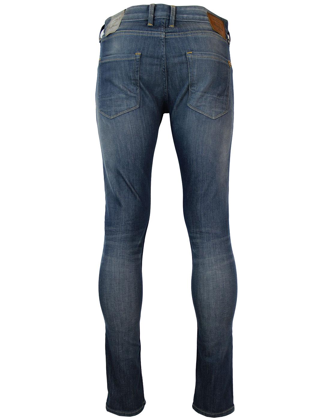 PEPE JEANS Finsbury Retro Indie Mod Drainpipe Jeans Faded Blue