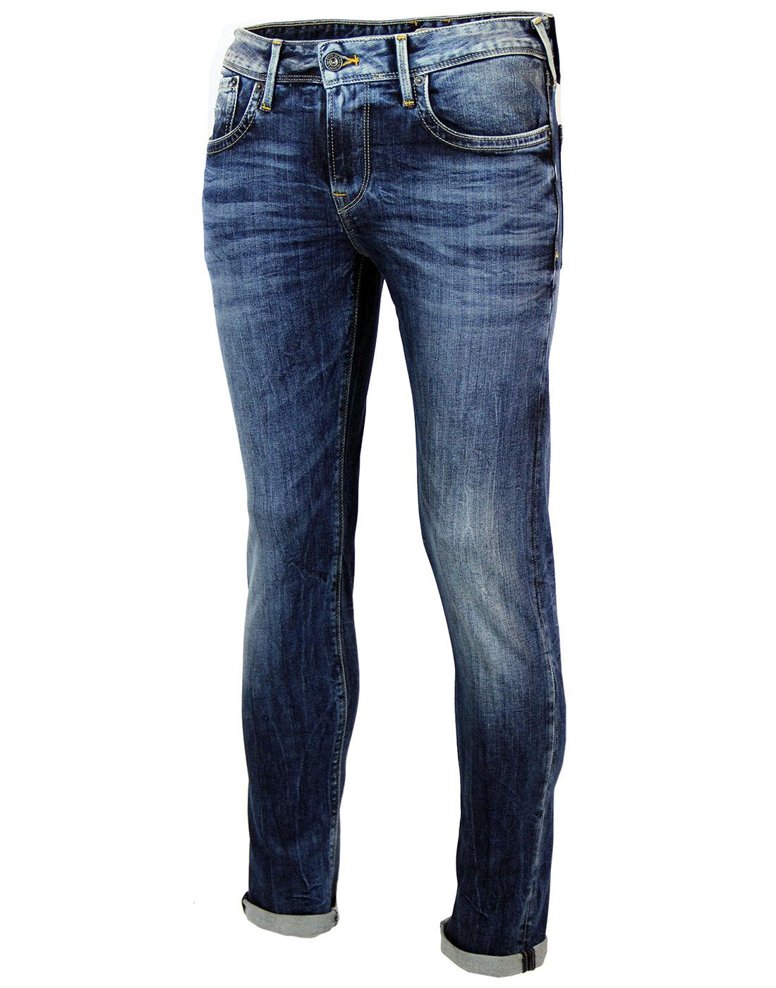 PEPE JEANS Hatch Retro Indie Mod Slim Distressed Blue Denim Jeans