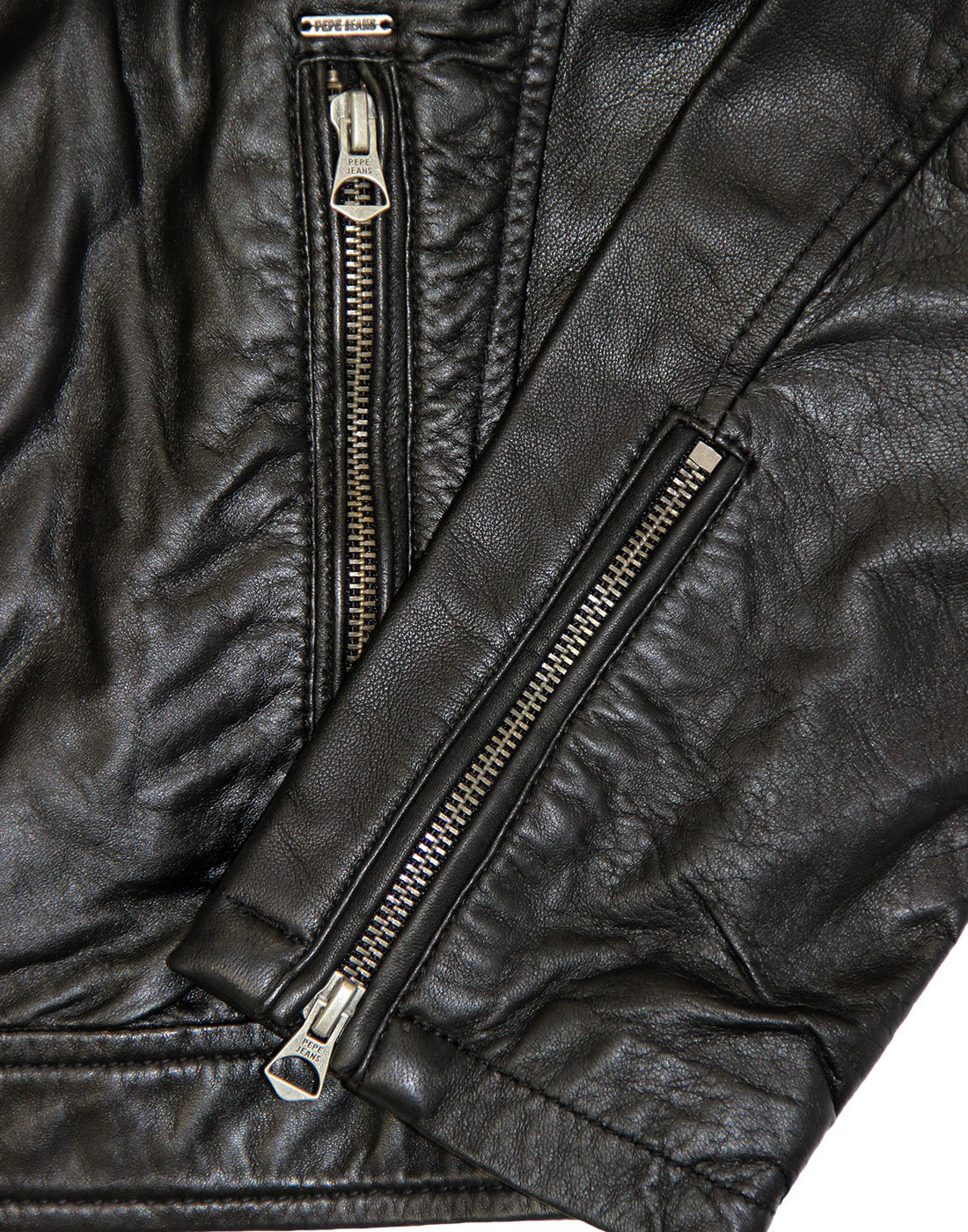 PEPE JEANS Lennon Retro 70s Portobello Leather Biker Jacket