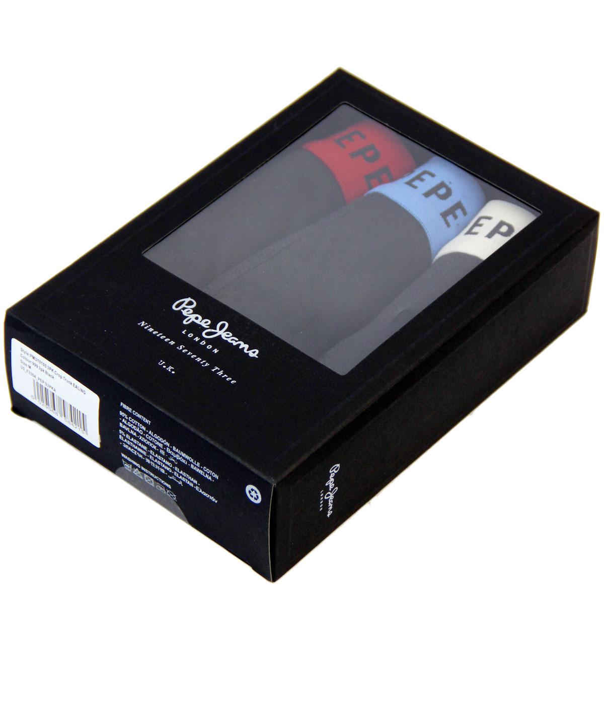PEPE JEANS Ealing Retro 3 Pack Boxer Shorts Gift Set in Black