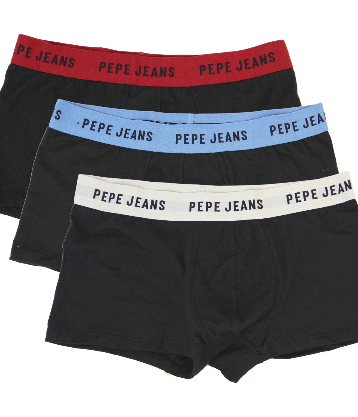 Ealing PEPE JEANS Retro 3 Pack Boxer Shorts BLACK