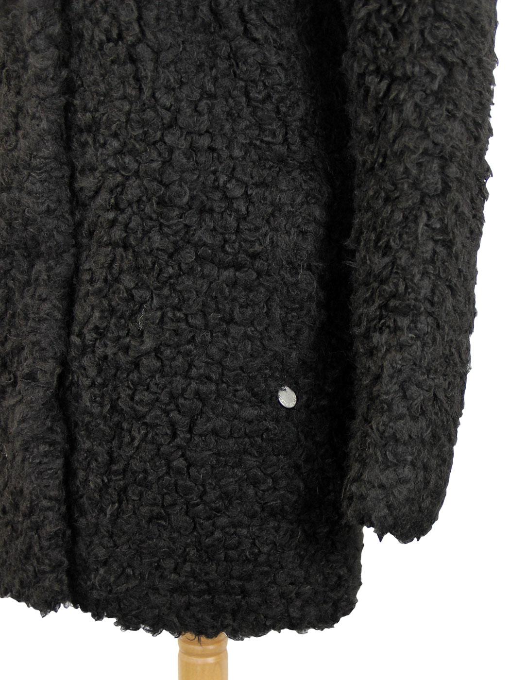 PEPE JEANS Cameron Retro 60s Faux Fur Sheepskin Coat Black