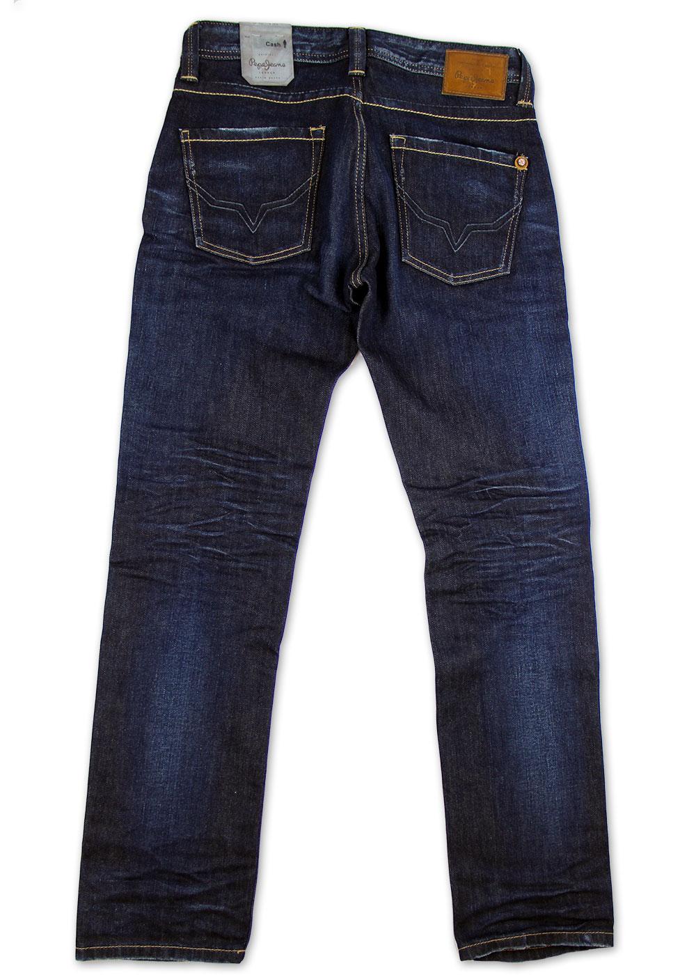 PEPE Cash Mens Retro Indie Mod Slim Leg Jeans Dark Indigo