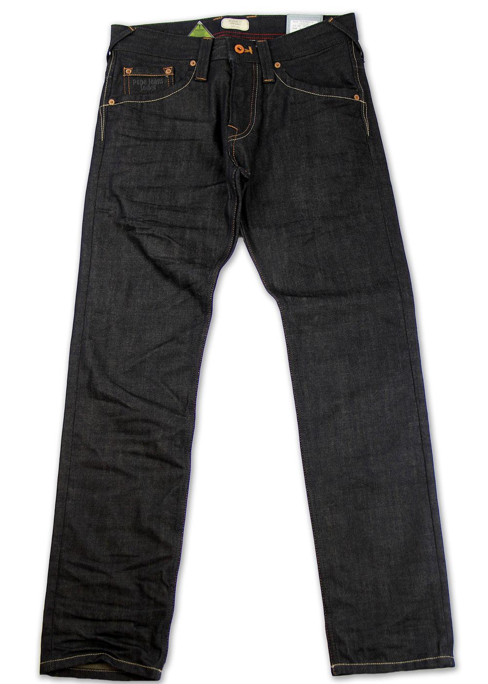 PEPE JEANS Colville Retro Indie Slim Tapered Jeans in Black/Blue