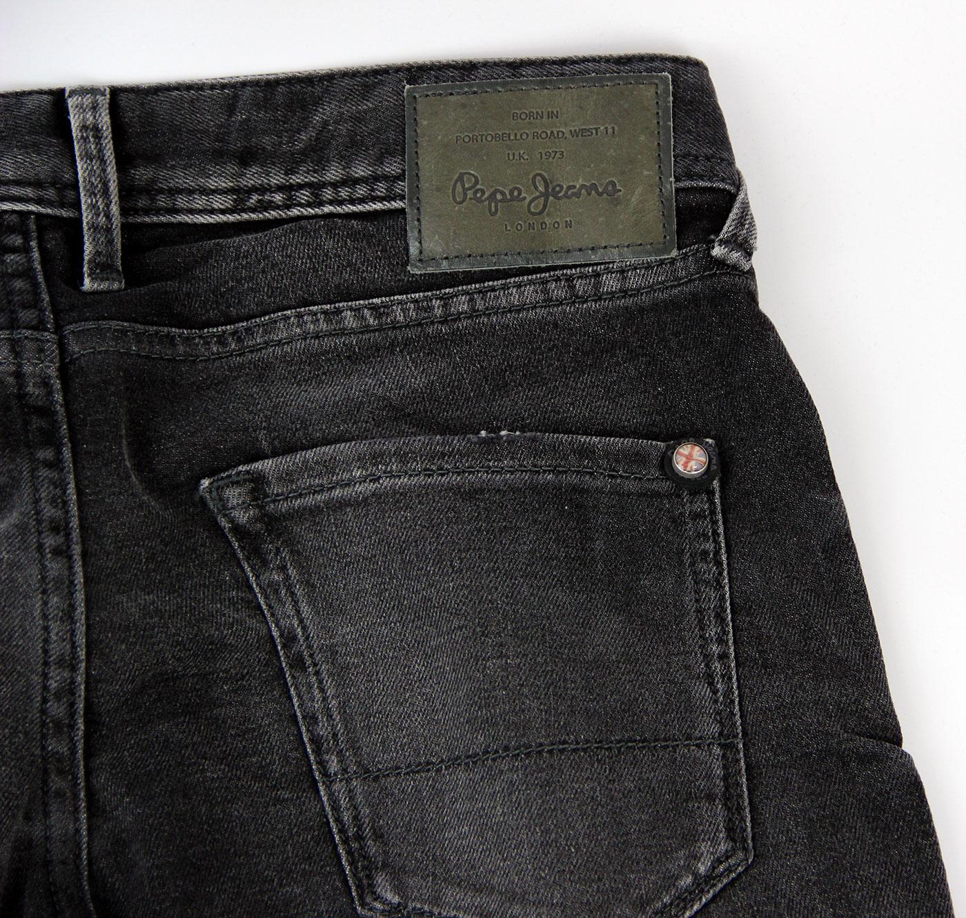 PEPE JEANS Finsbury Retro Indie Mod Drainpipe Jeans in Black