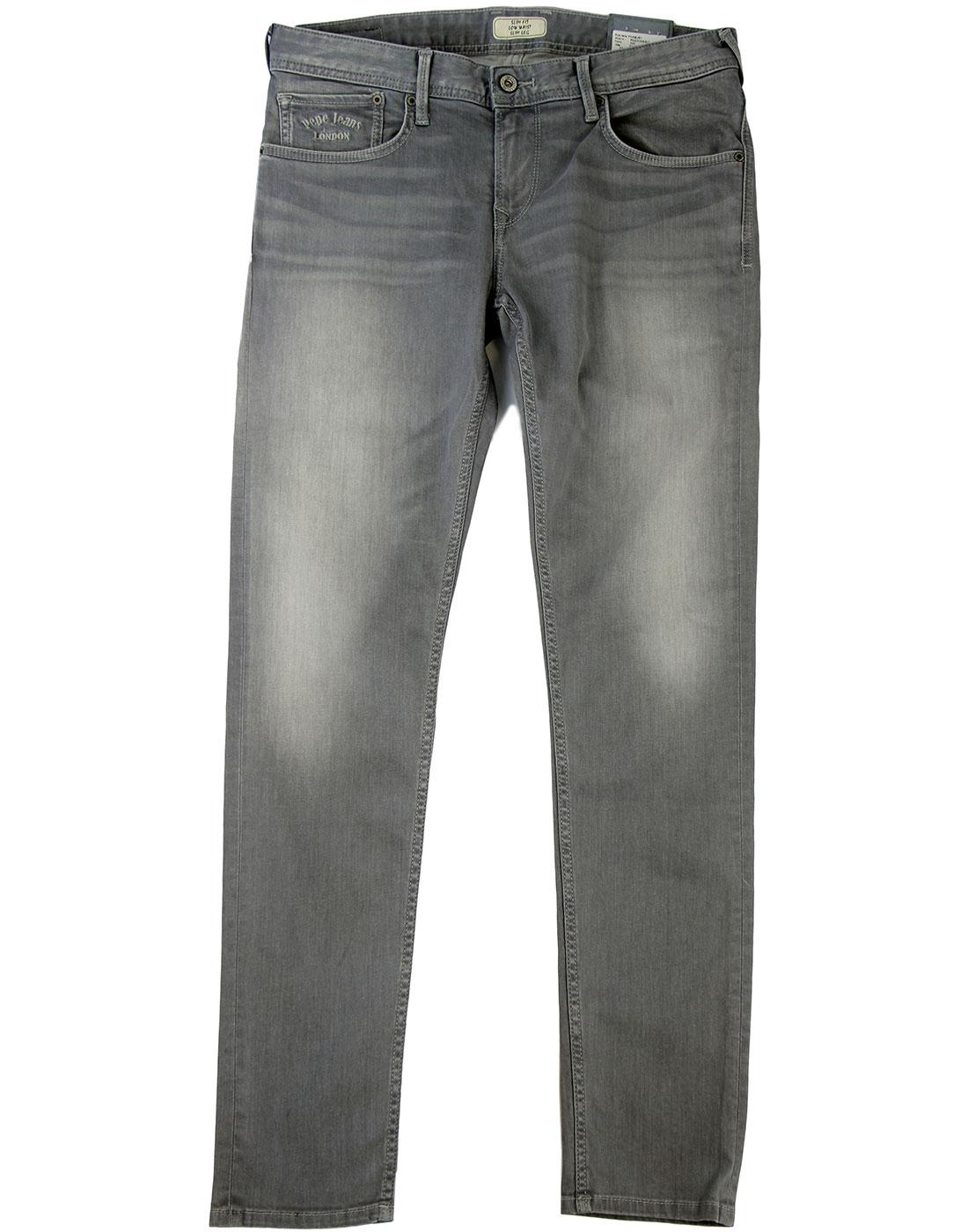 PEPE Finsbury Retro Mod Bleached Slate Denim Drainpipe Jeans