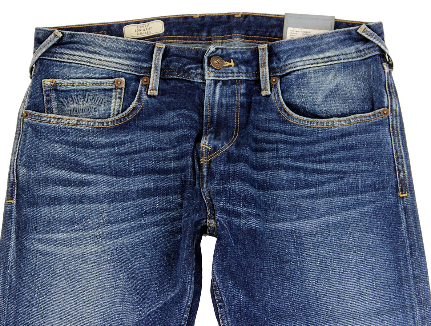 PEPE JEANS Finsbury Retro Indie Mod Skinny Drainpipe Jeans Blue