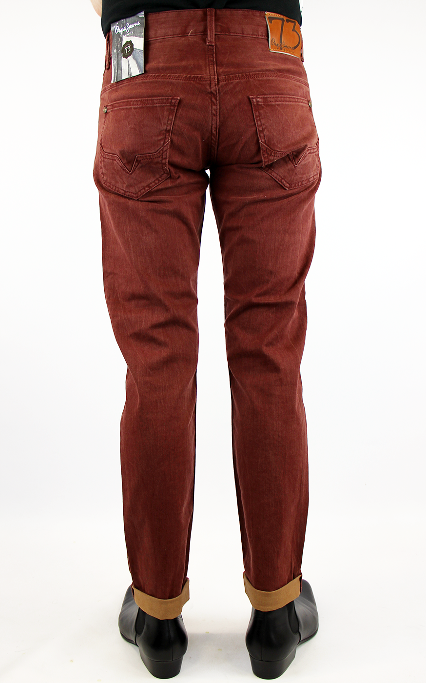 PEPE Wakefield Retro Indie Mod Regular Slim Denim Jeans Brick