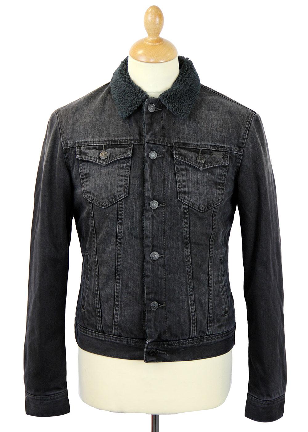 Pepe Jeans Flint Retro 70s Indie Sherpa Lined Denim Jacket Black