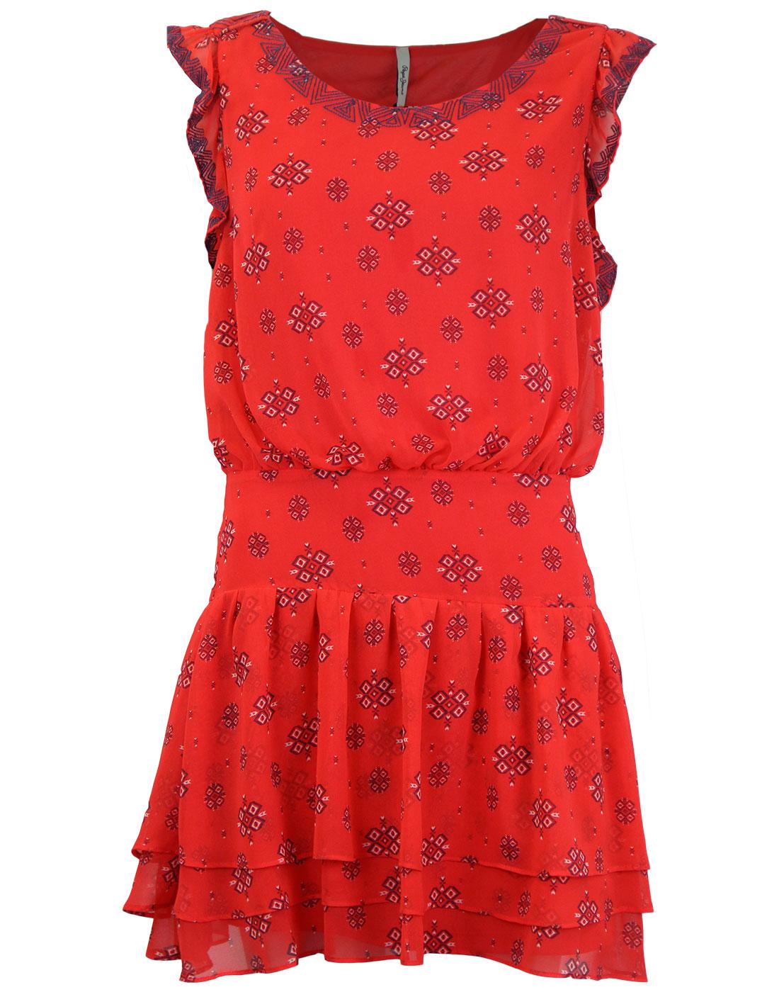 Gineth PEPE JEANS Retro 60's Floral Print Dress