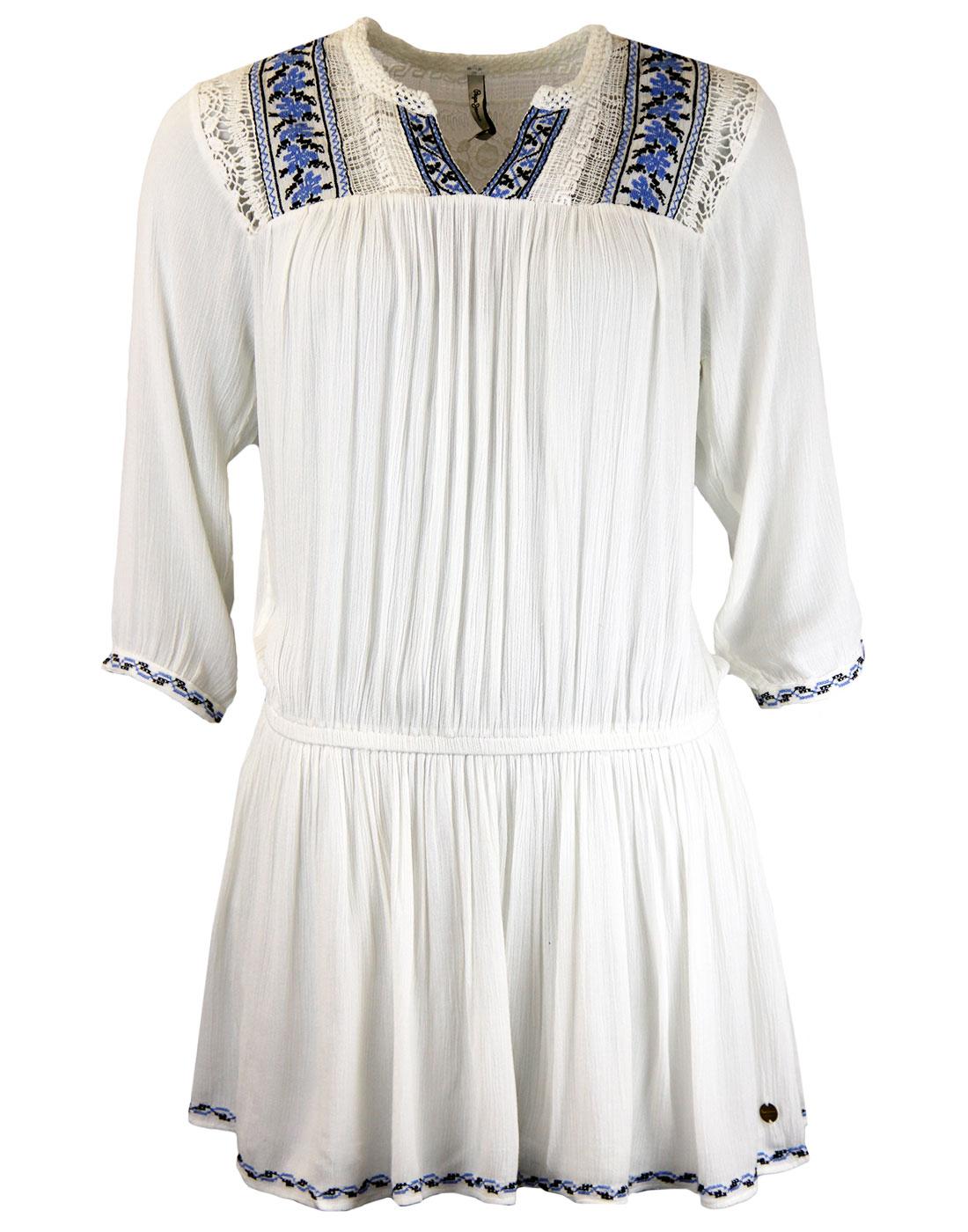 ALADIS PEPE Retro Embroidered Kaftan Tunic Dress
