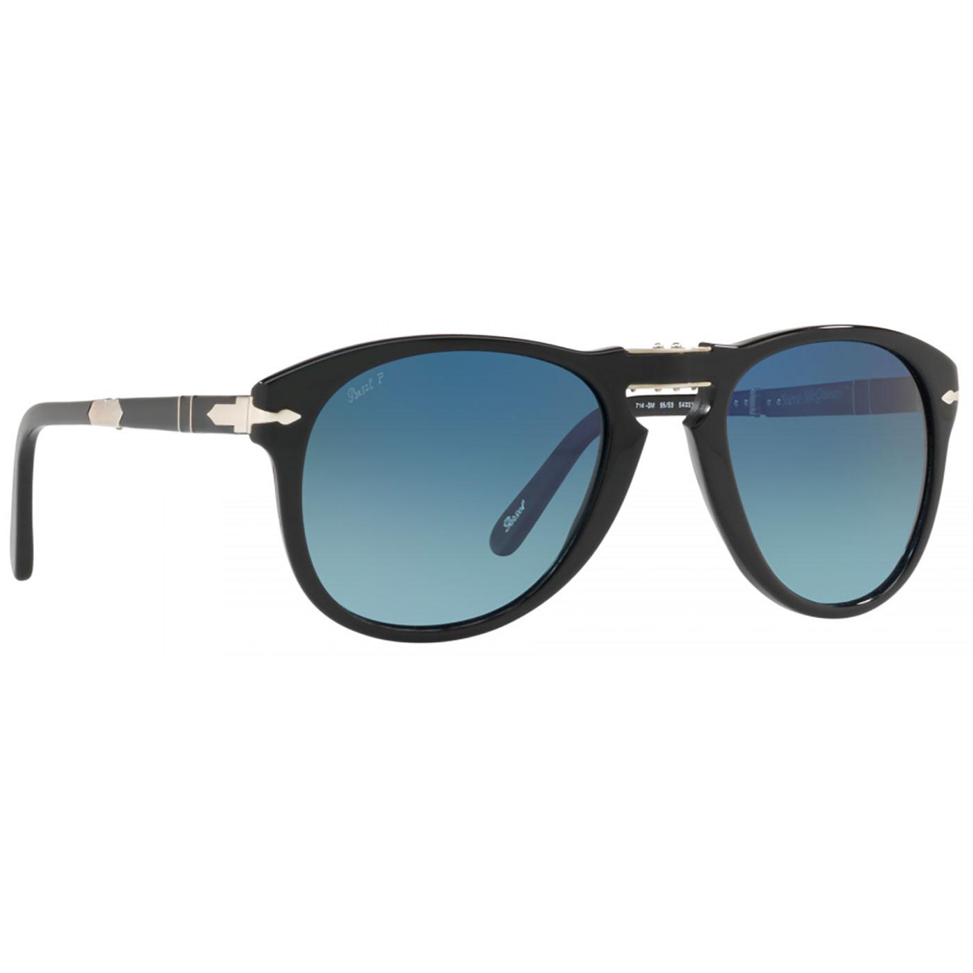 PERSOL Steve McQueen 714SM Foldable Sunglasses in Black