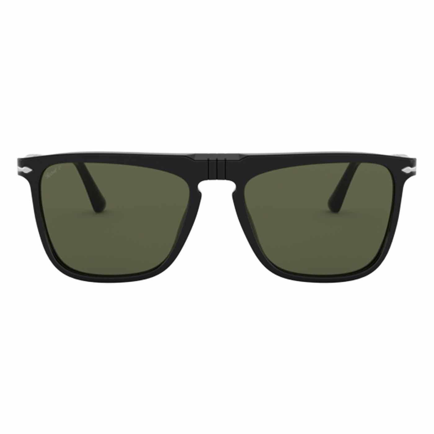 PERSOL PO3225S Polarised Square Sunglasses in Black Green