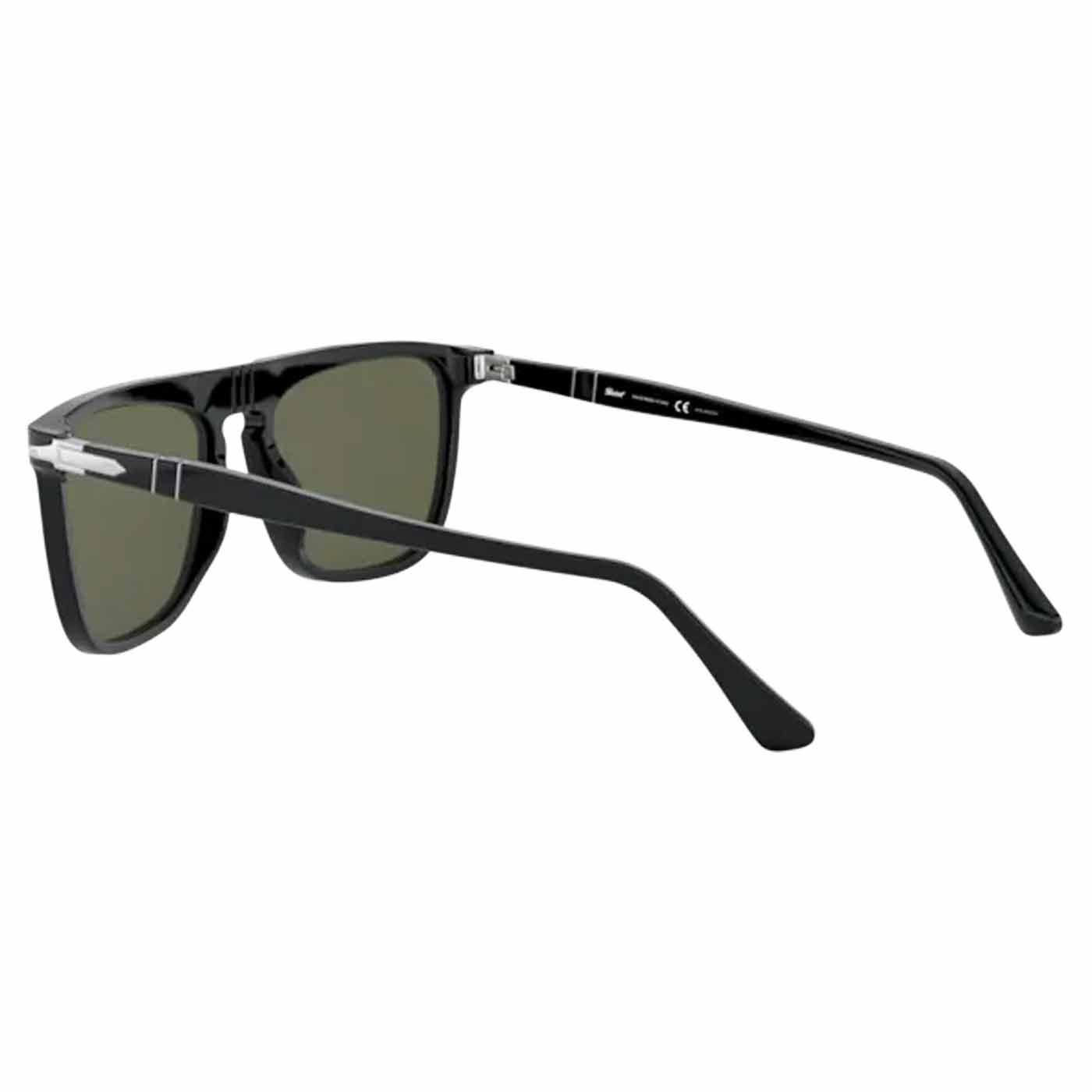 PERSOL PO3225S Polarised Square Sunglasses in Black/Green