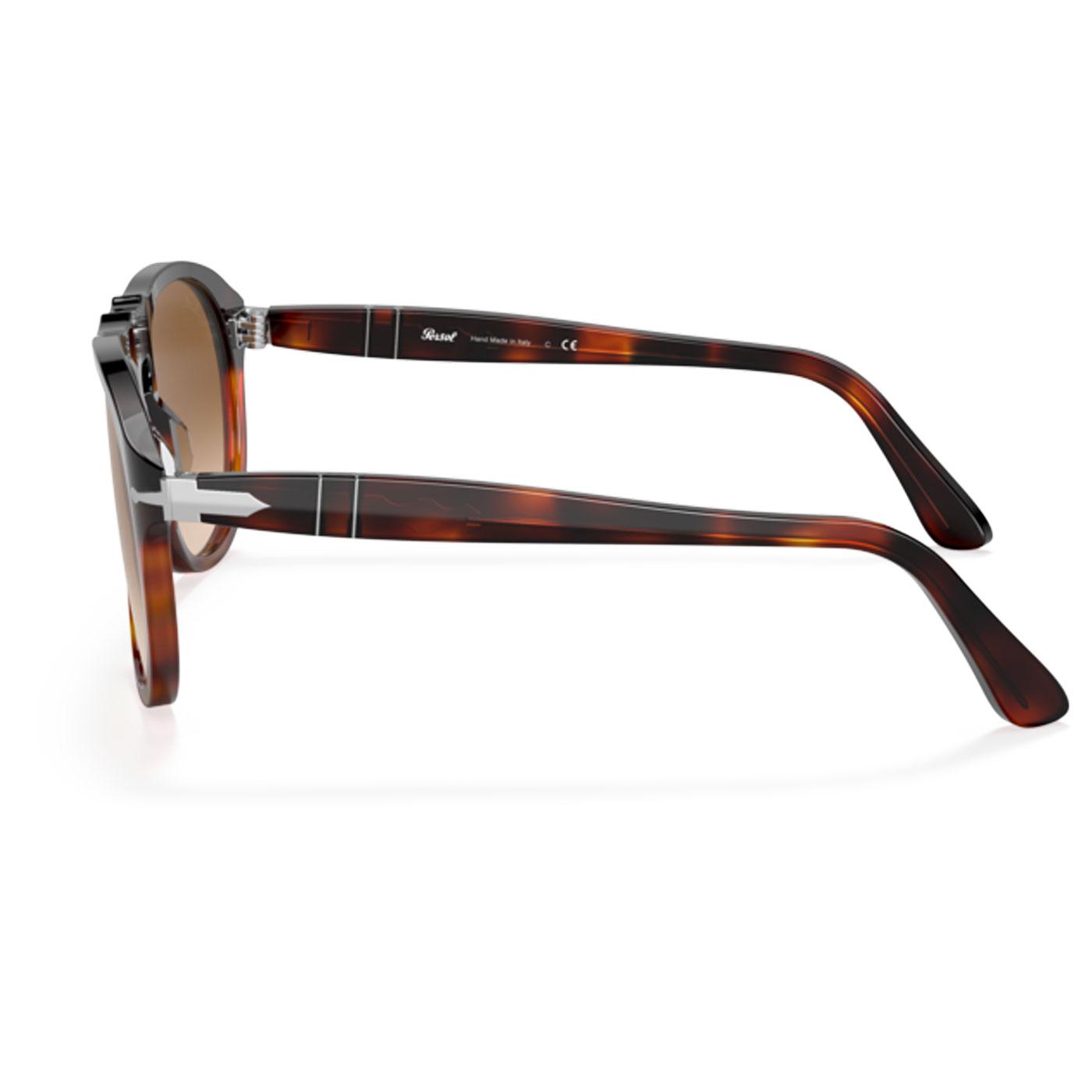 Persol Po0649 Retro Pilot Sunglasses In Dark Brown Tortoise