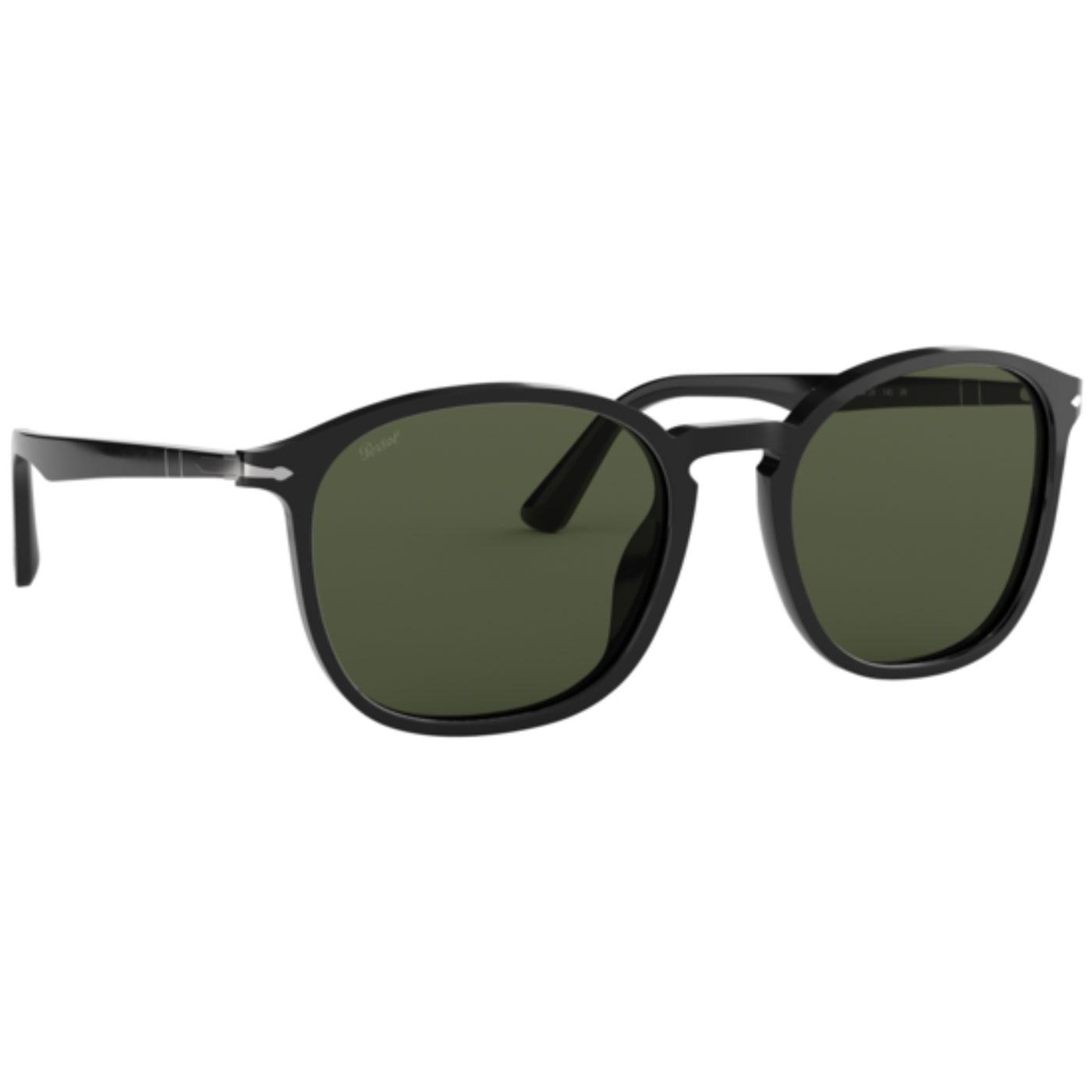 PERSOL Men's Retro 1970s Wayfarer Sunglasses in Black
