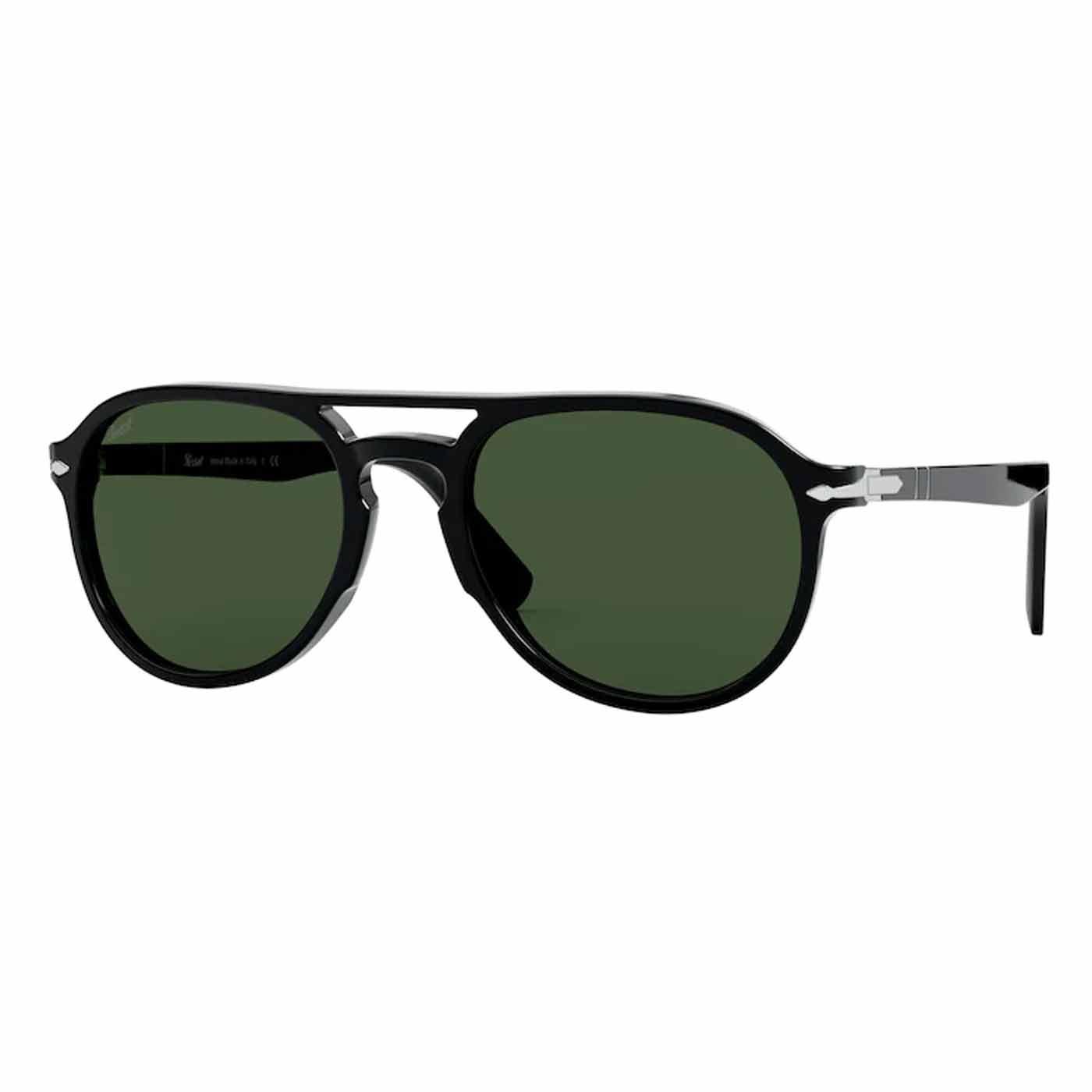 PERSOL PO3235S Retro Pilot Sunglasses Black/Green